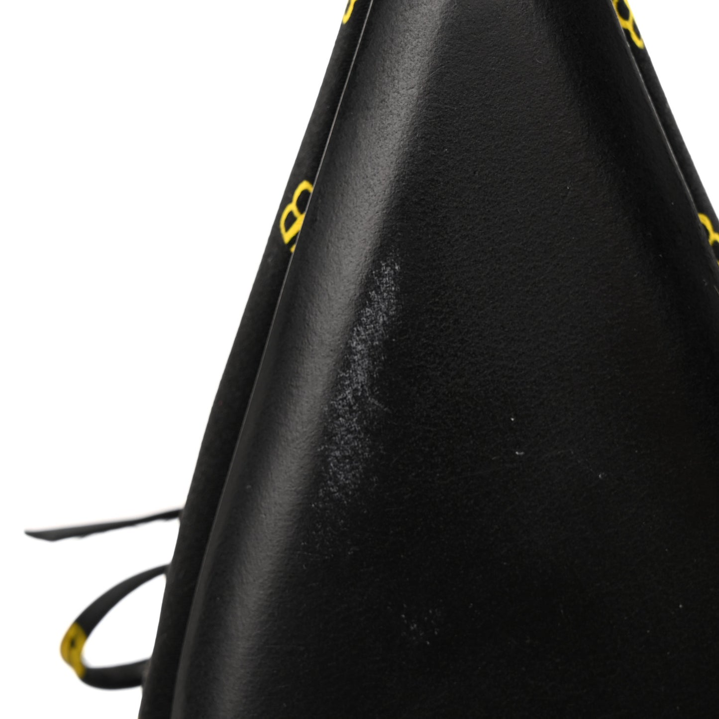 Crepe Satin BB Printed Pointy Toe Knife Flat 40mm Mules 36 Black Yellow Fluo