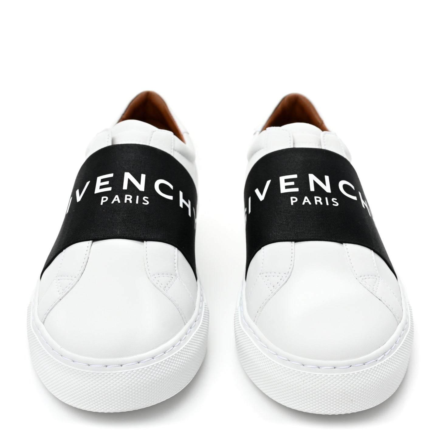 Calfskin Band Logo Womens Urban Street Sneakers 38.5 White Black
