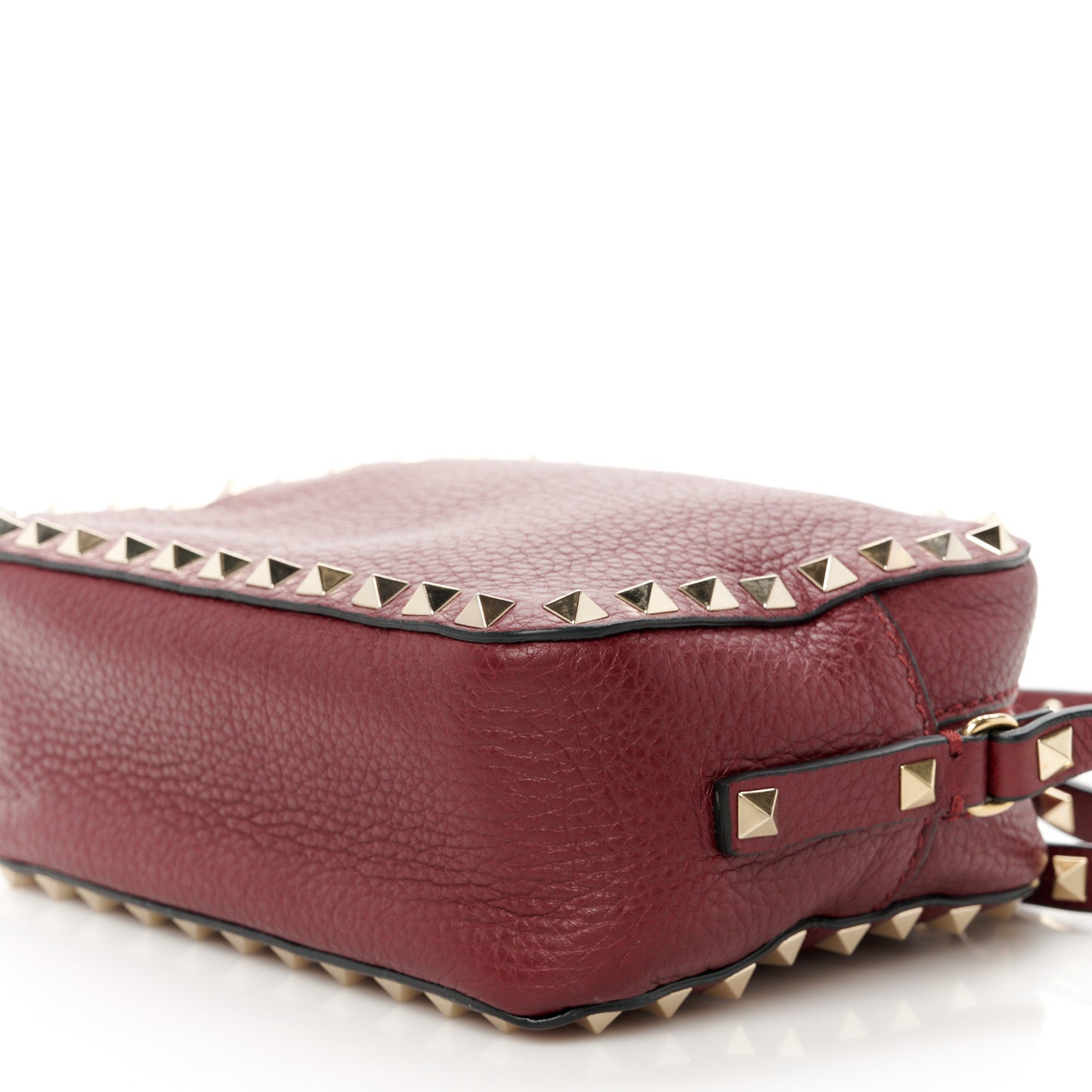 Calfskin Rockstud Camera Crossbody Bag Burgundy