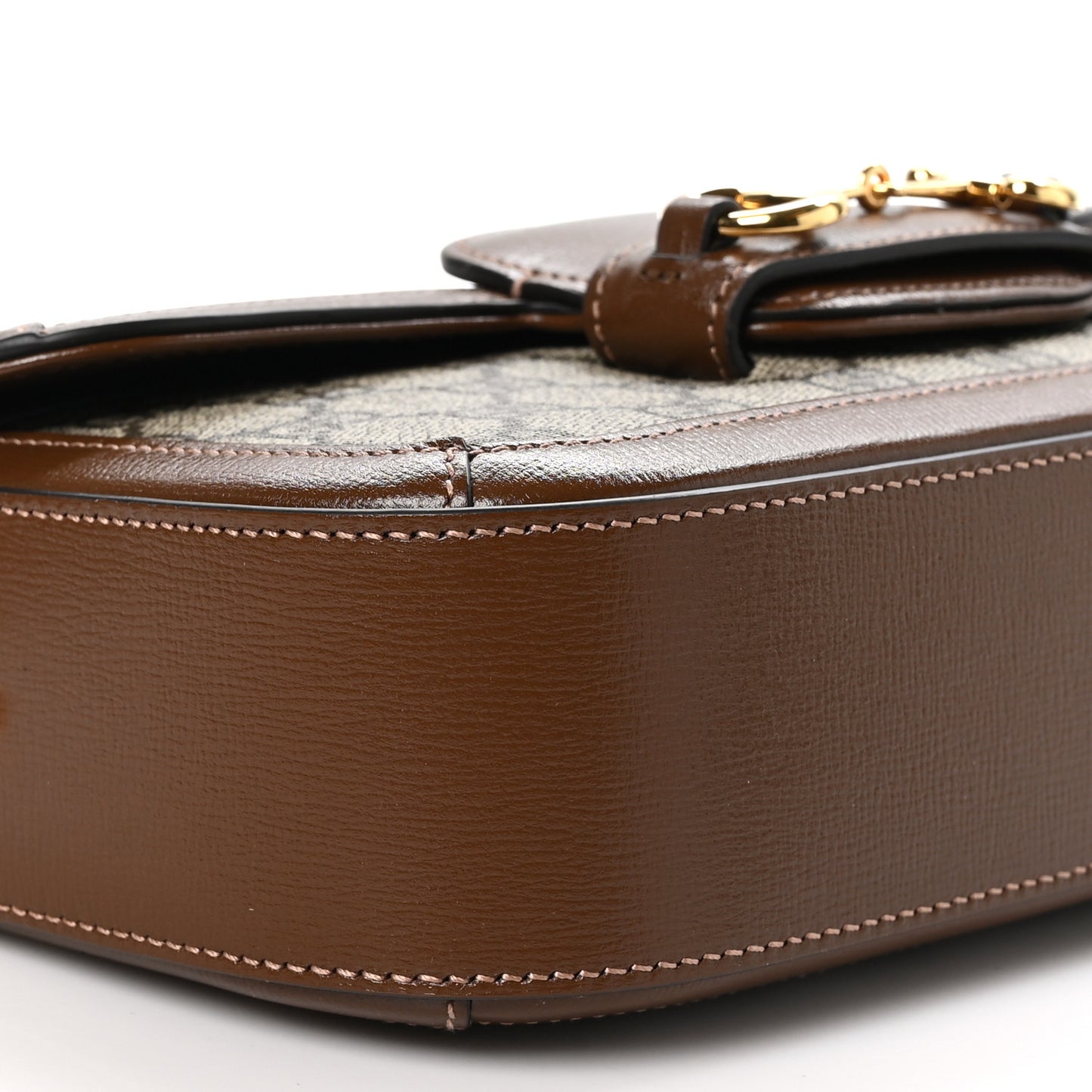 GG Supreme Monogram Small Horsebit 1955 Chain Shoulder Bag Beige Ebony Brown Sugar