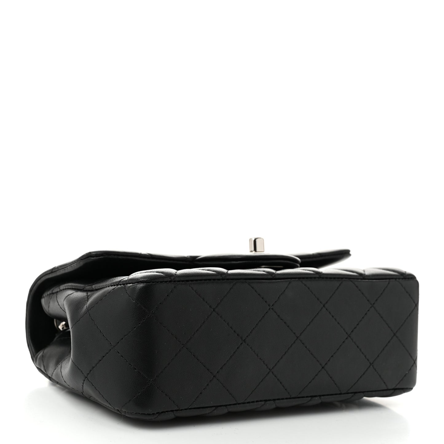 Lambskin Quilted Mini Rectangular Flap Black