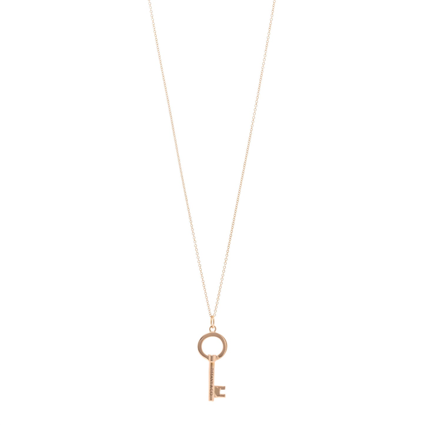 18K Rose Gold Small Open Round Key Pendant Necklace