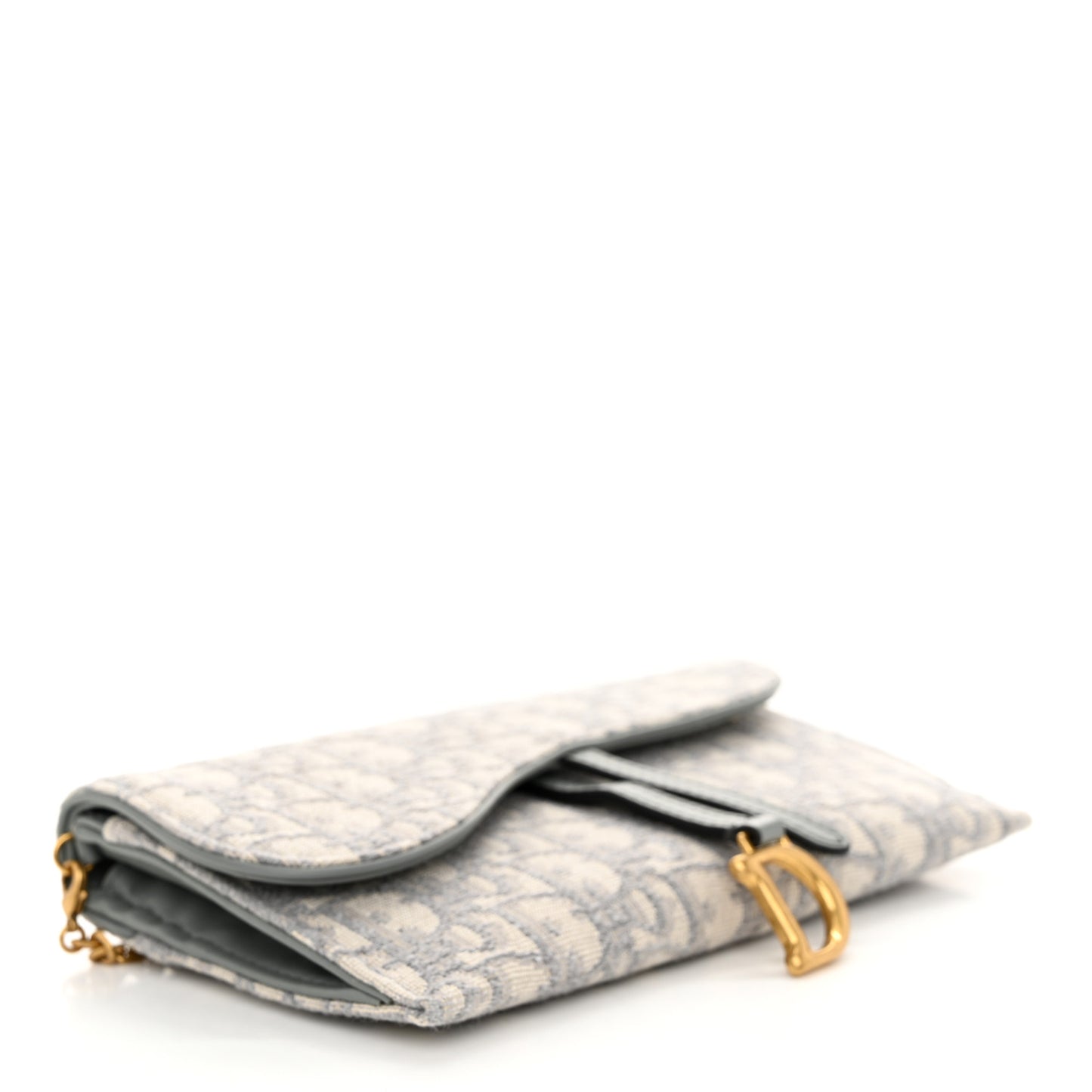 Oblique Saddle Chain Long Wallet Grey