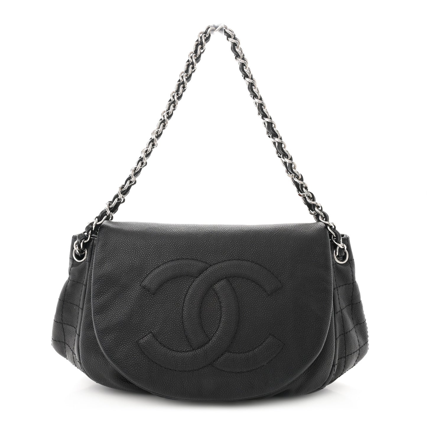 Caviar Half Moon Large Flap Black
