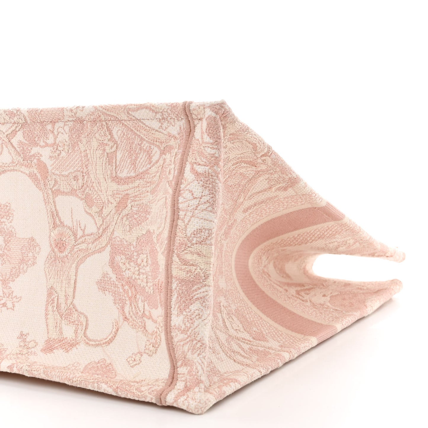 Canvas Toile De Jouy Embroidered Large Book Tote Pink
