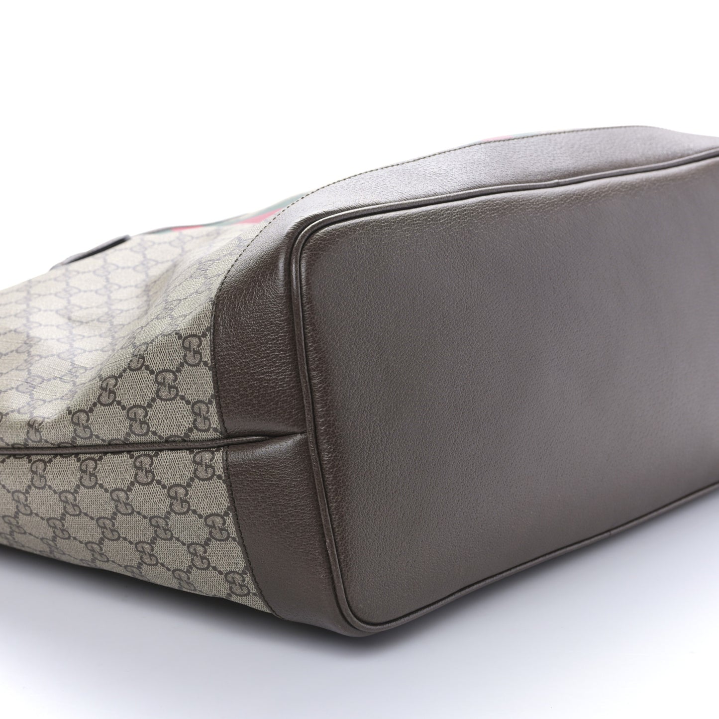 GG Supreme Monogram Textured Dollar Calfskin Web Large Ophidia Tote Beige Ebony New Acero