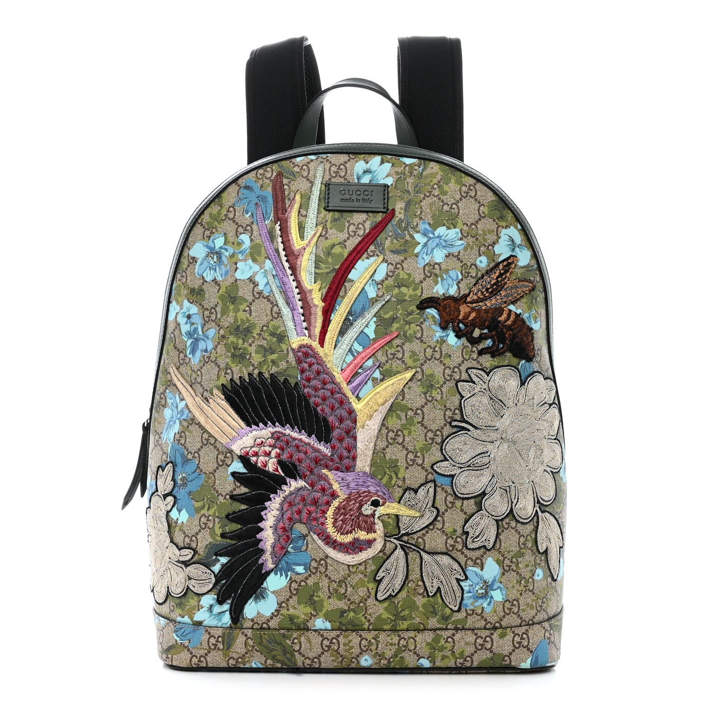 GG Supreme Monogram Blooms Bird Embroidered Dome Backpack
