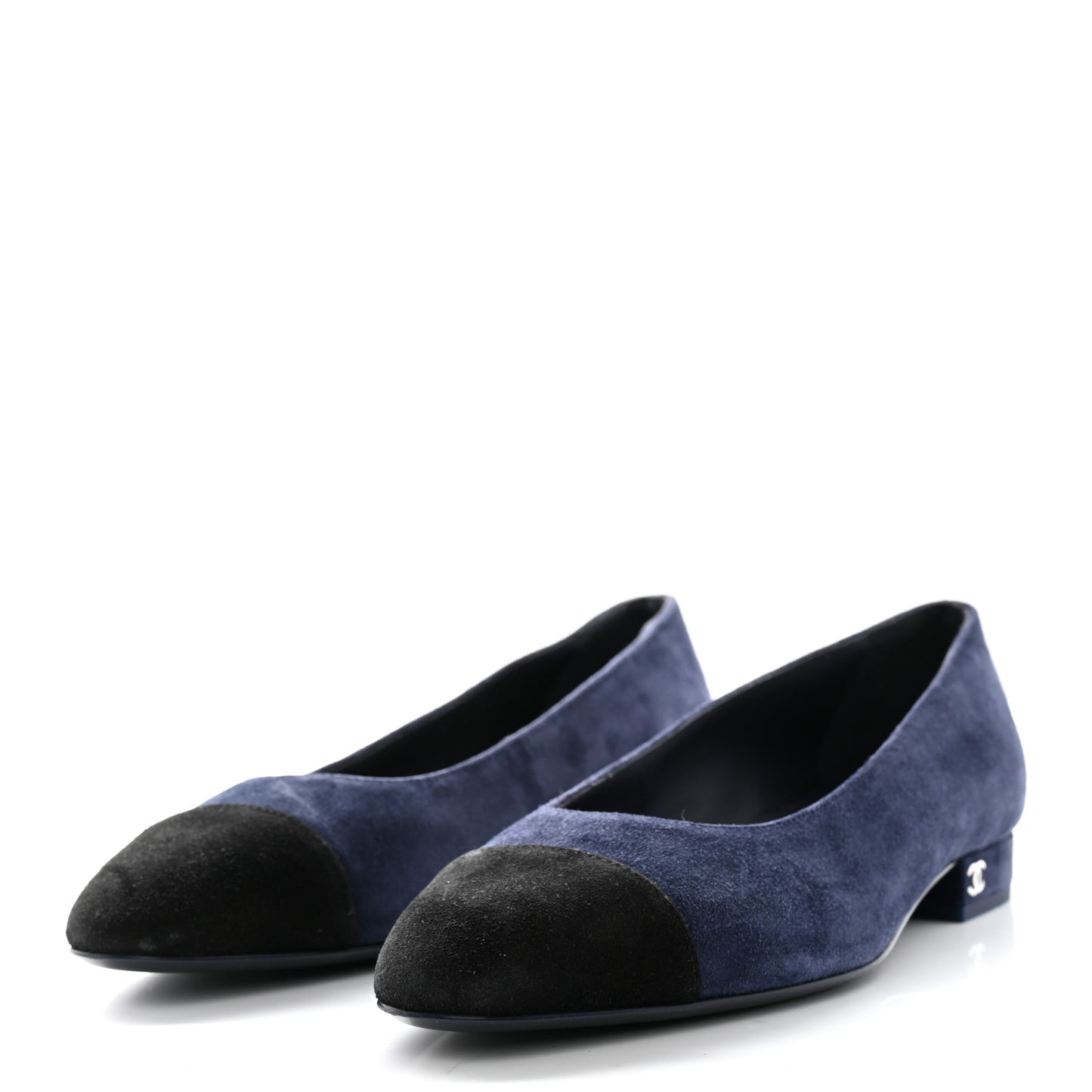 Suede Cap Toe Ballerina Flats 37 Navy