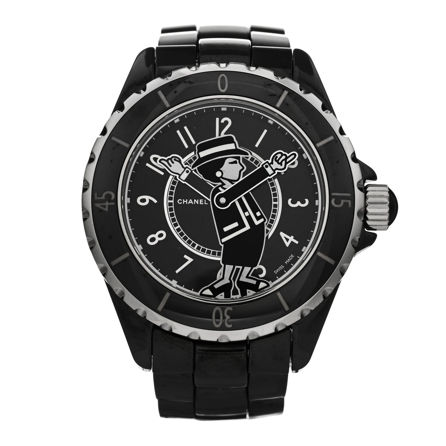Stainless Steel Ceramic Diamond 38mm J12 Limited Edition Mademoiselle Automatic Watch Black