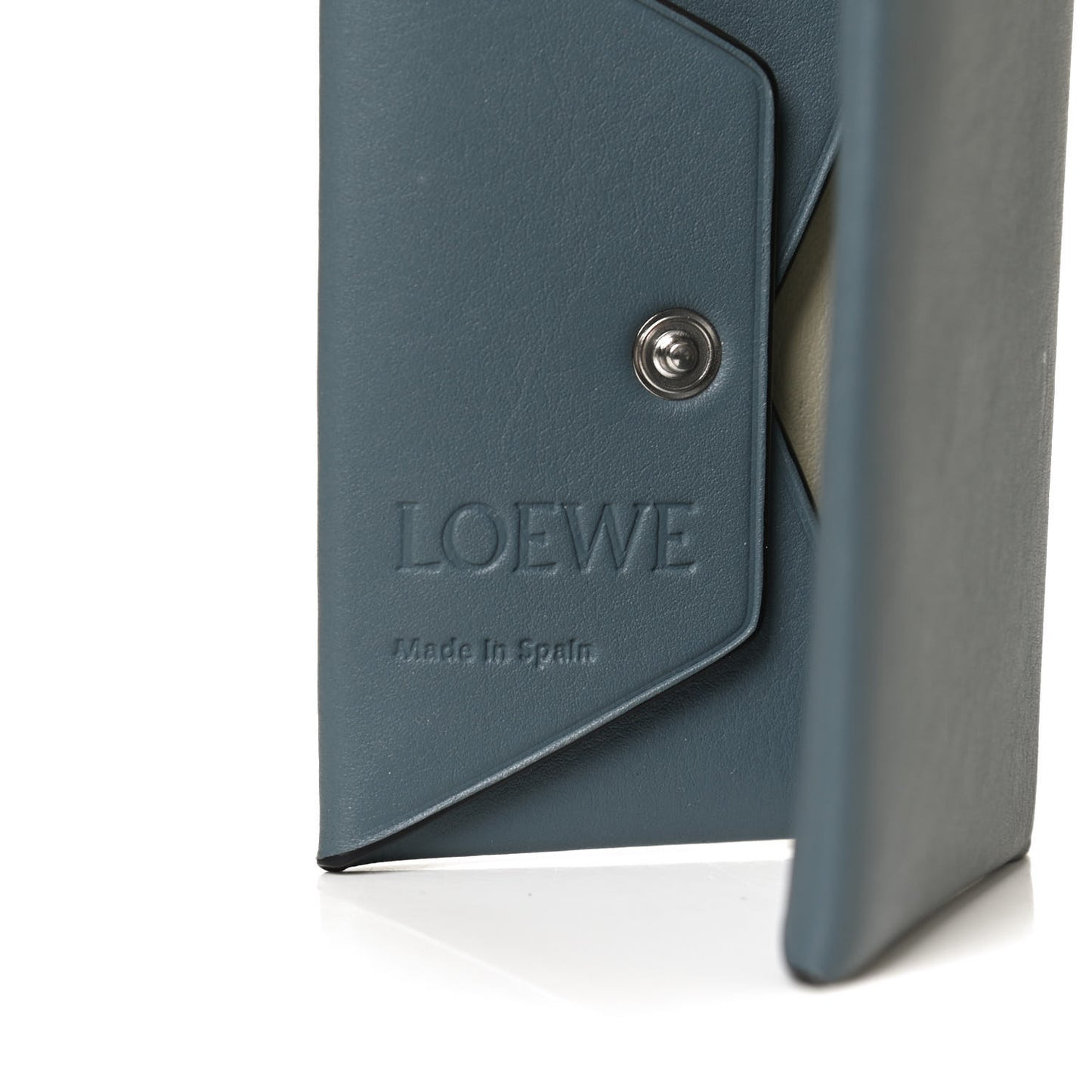 Calfskin Calfskin Anagram Bifold Card Holder Stone Blue