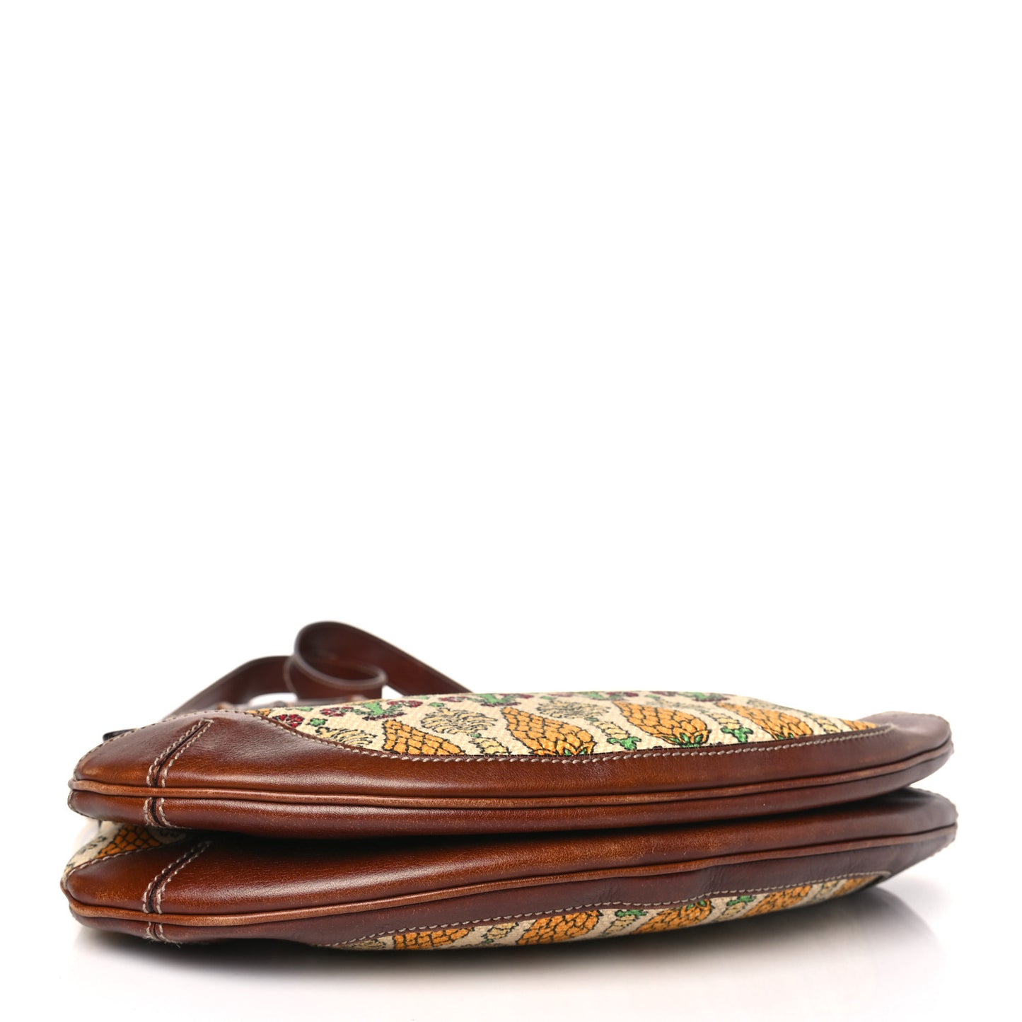 Canvas Pigna Print Peggy Bamboo Top Handle Bag Brown