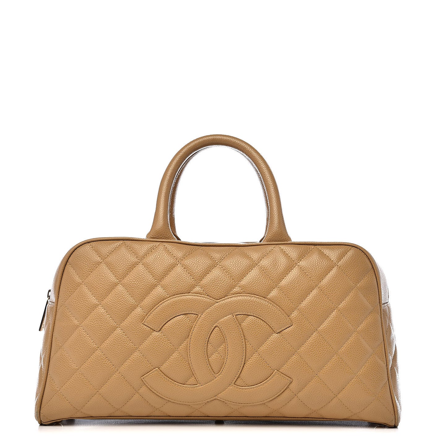 Caviar Quilted Large Bowler Bag Beige