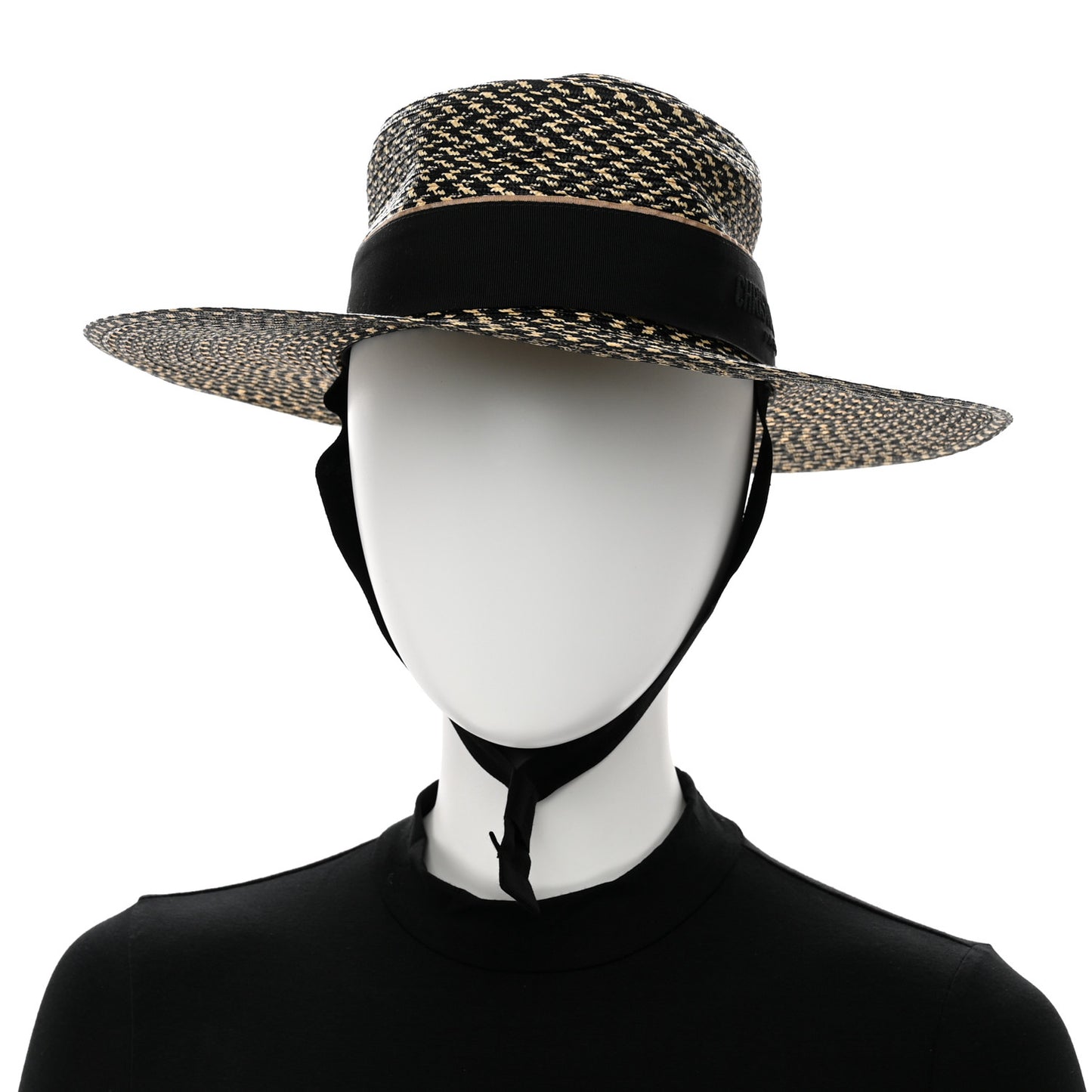 Straw Diorodeo Large Brim Hat 57 Black