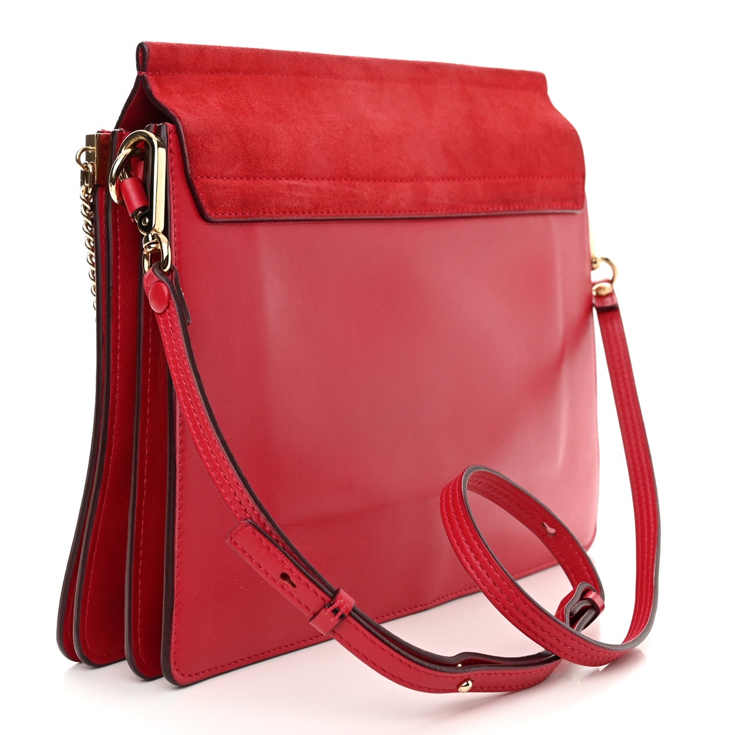 Calfskin Suede Medium Faye Shoulder Bag Red
