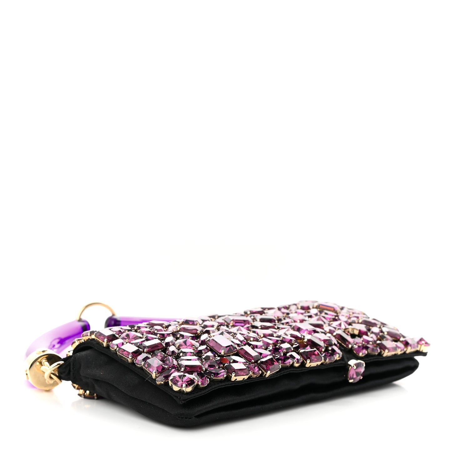 Satin Jeweled Clutch Purple