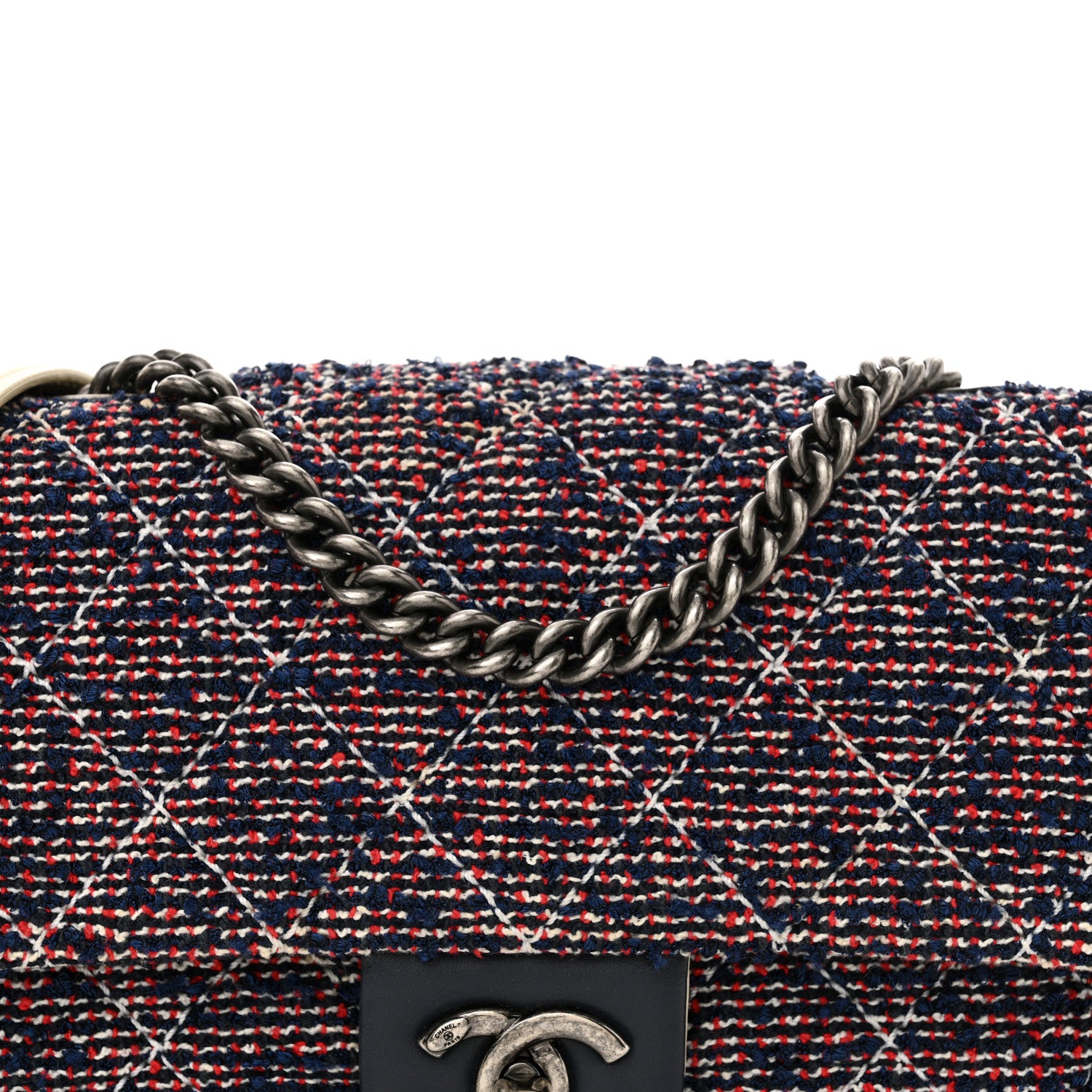 Chanel Tweed Quilted Medium Single Flap Blue Multicolor 8 of 16