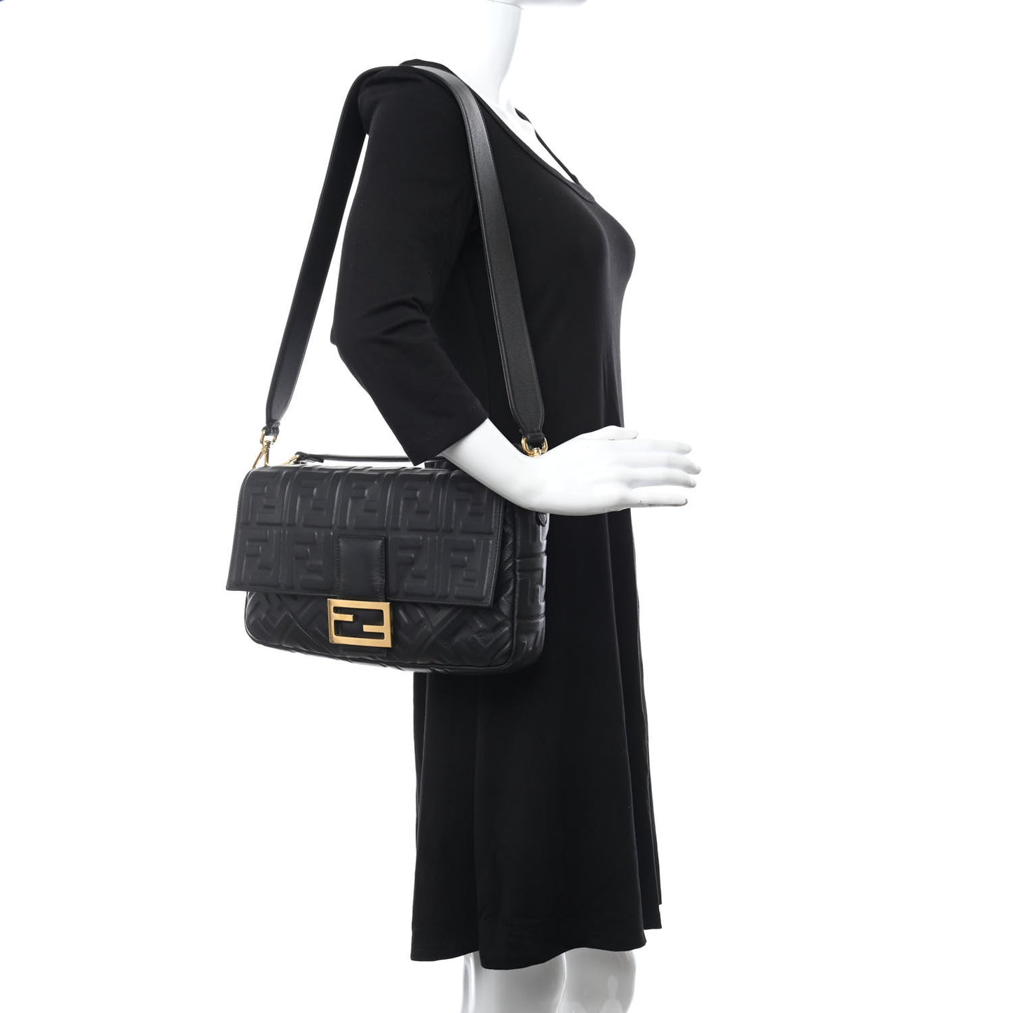 Nappa FF 1974 Embossed Baguette Black