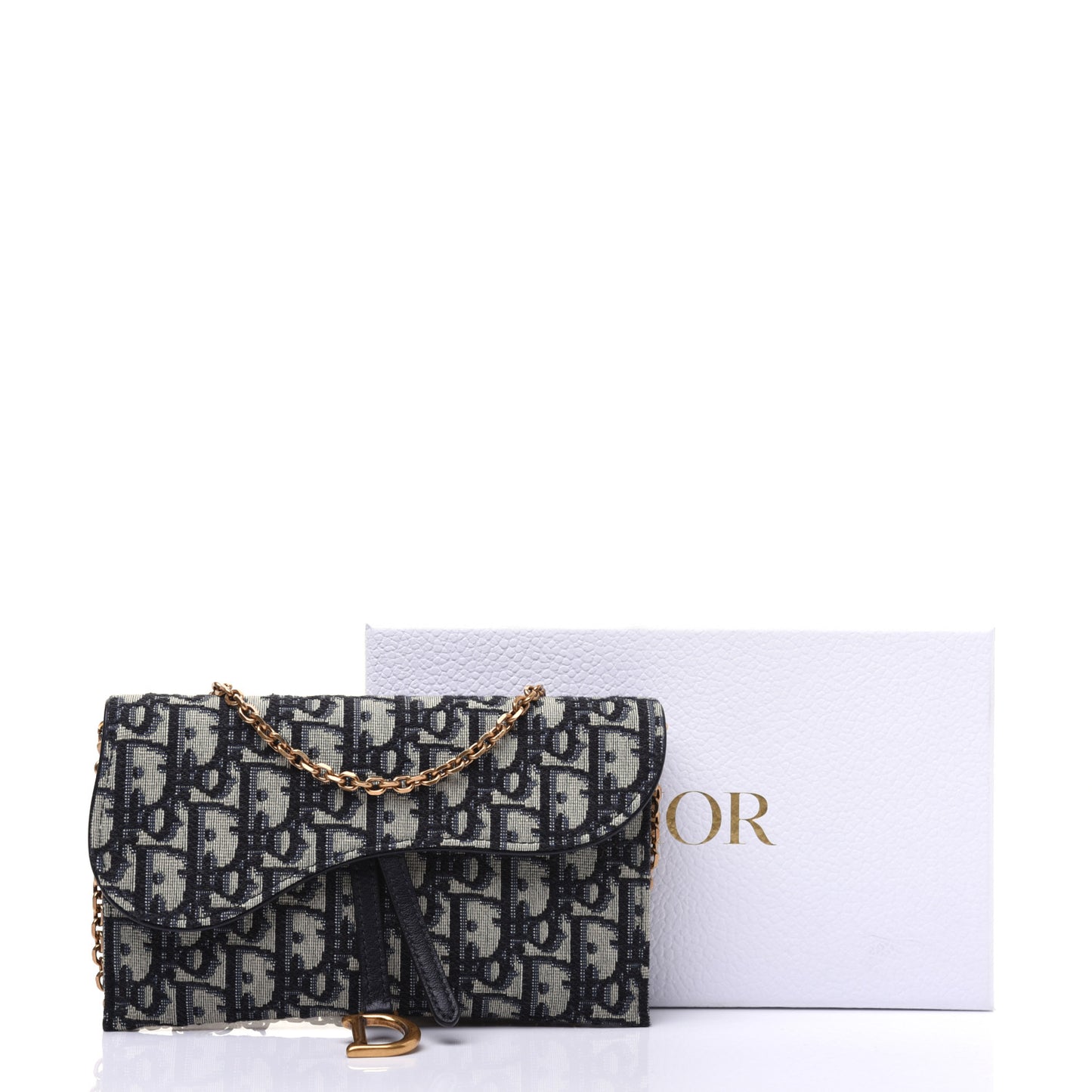 Oblique Saddle Chain Long Wallet Blue