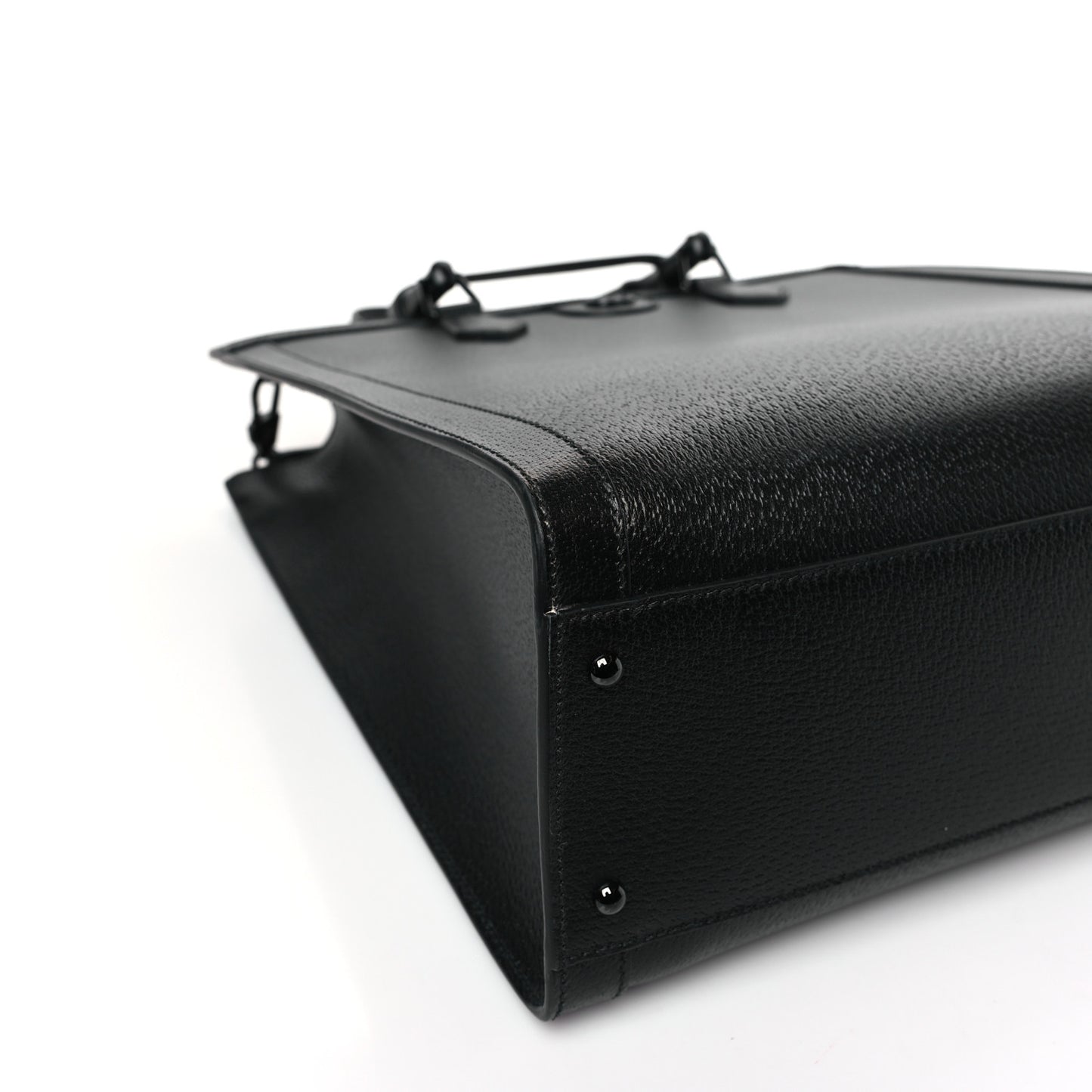 Textured Dollar Calfskin Web Monochrome Large Diana Tote Bag Black