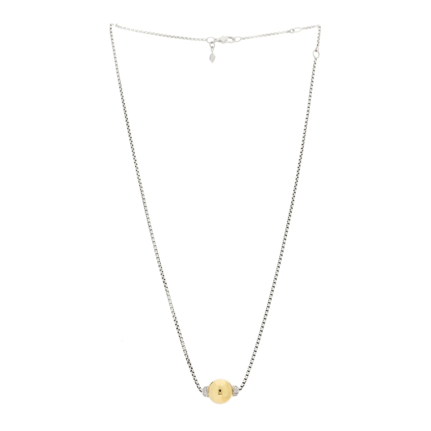 Sterling Silver 18K Yellow Gold Diamond 10mm Solari Pendant Necklace