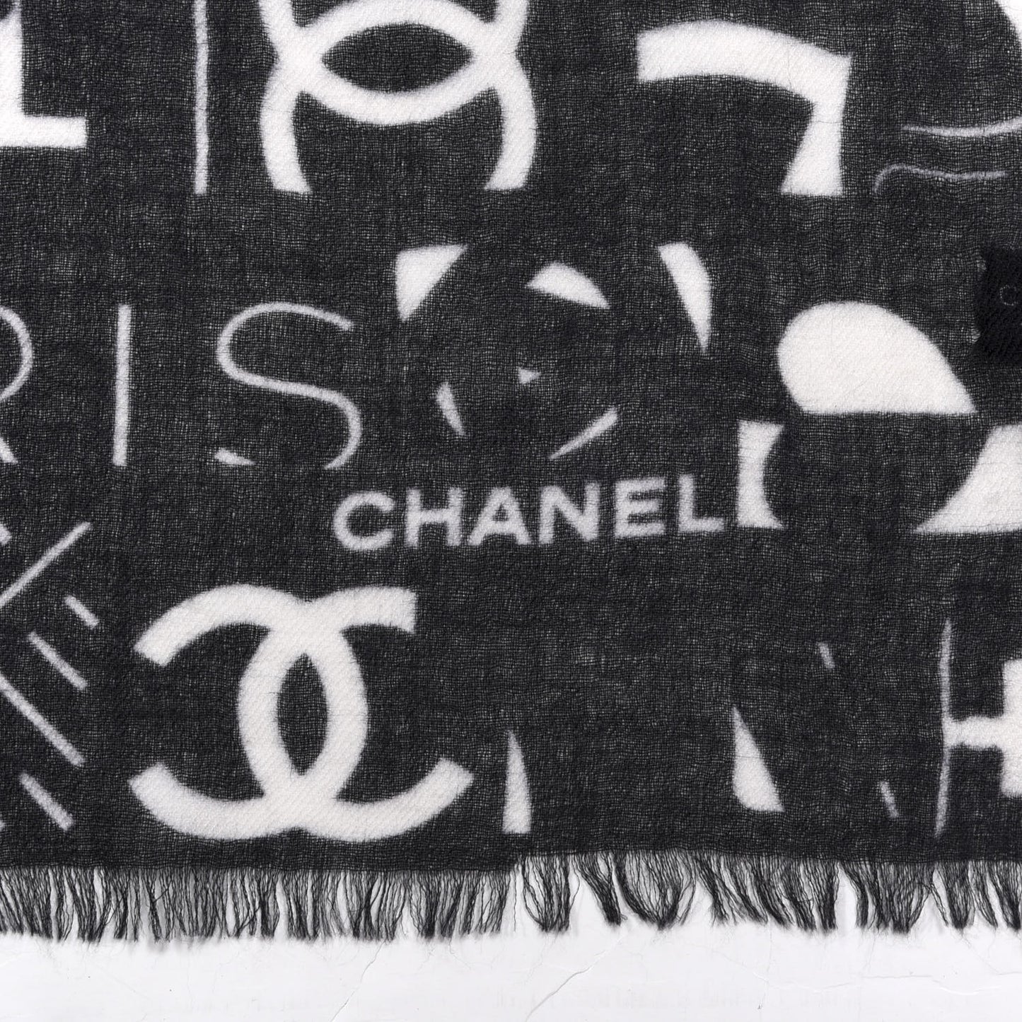 Cashmere Silk Scarf Shawl Black White