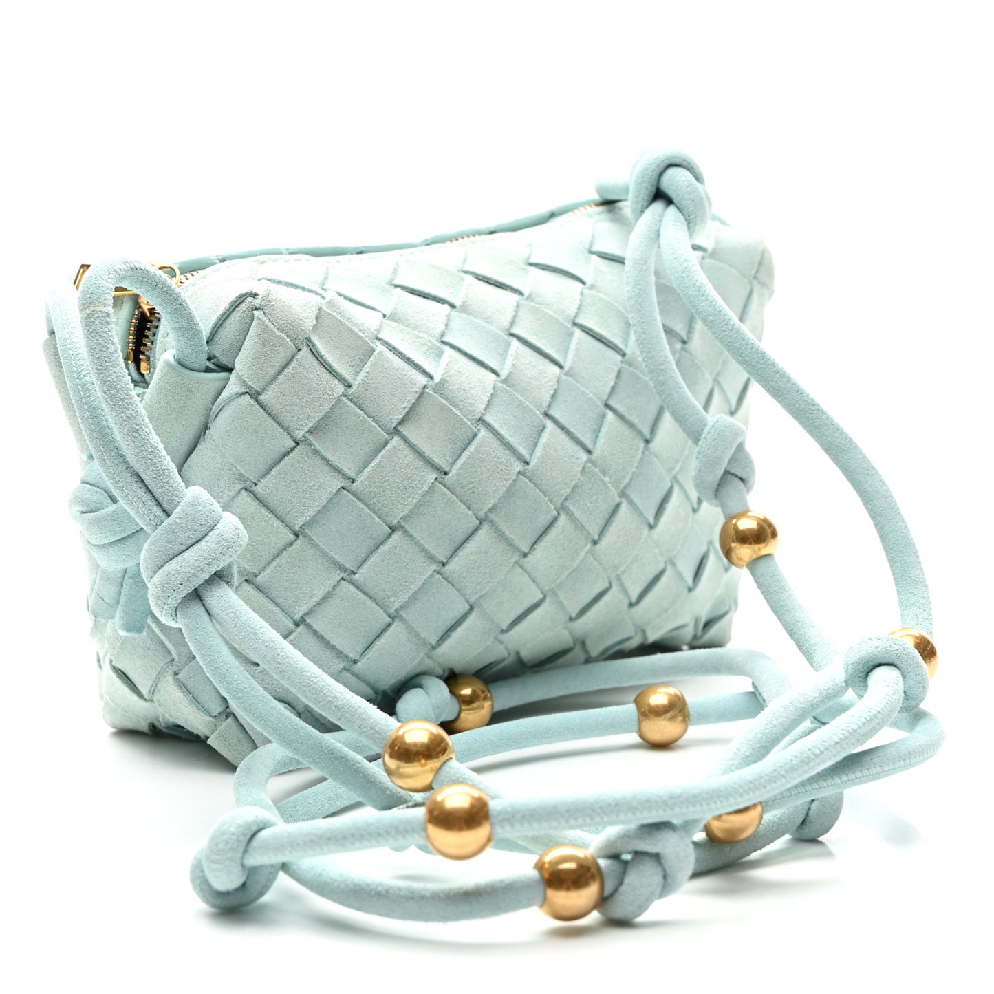 Suede Intrecciato Loop Camera Bag Teal