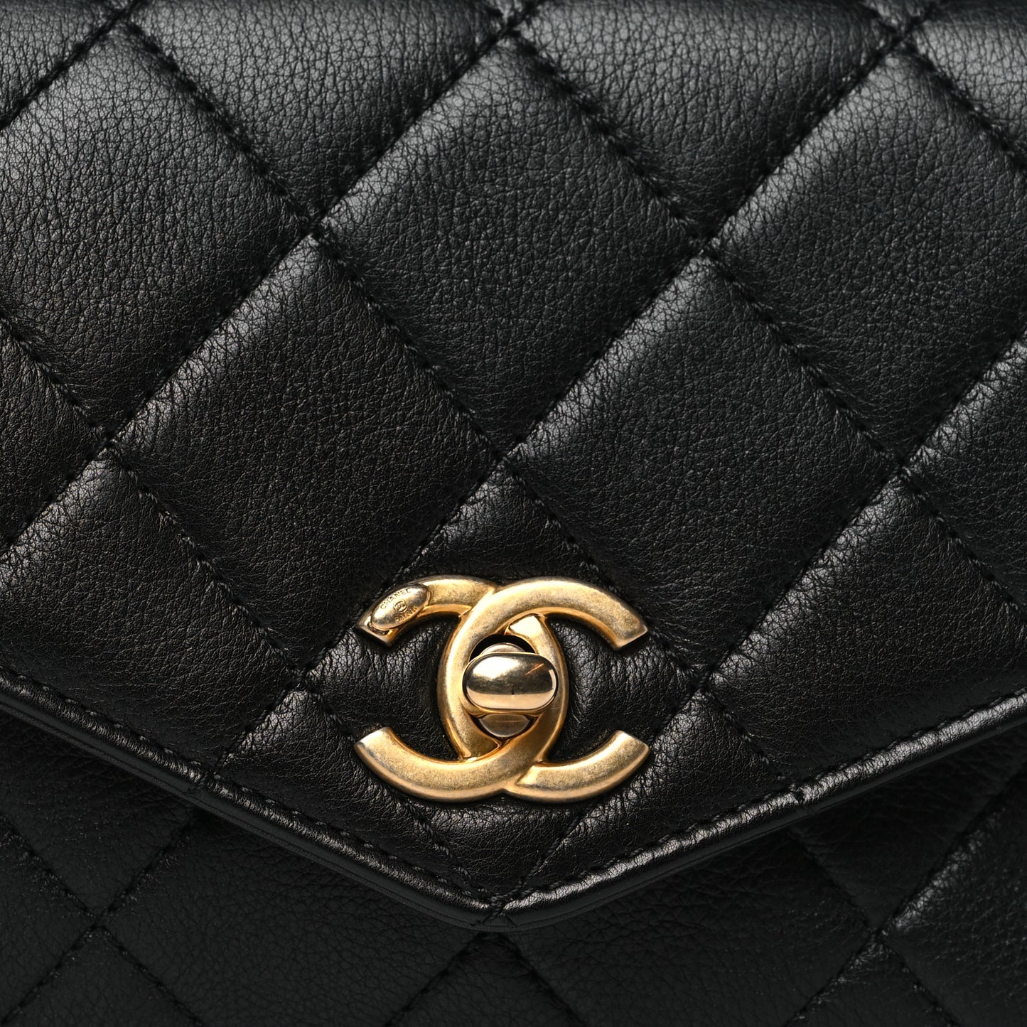 Calfskin Quilted Flap Waist Bag Black