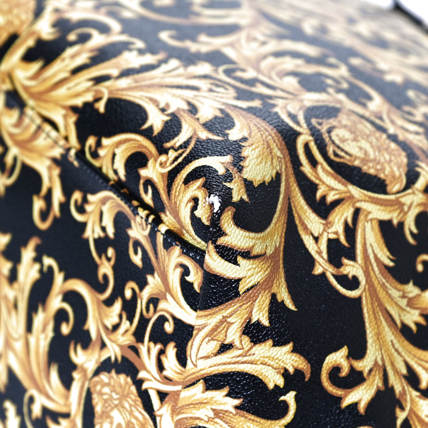 Grained Calfskin Baroque Print Medusa Tote Black