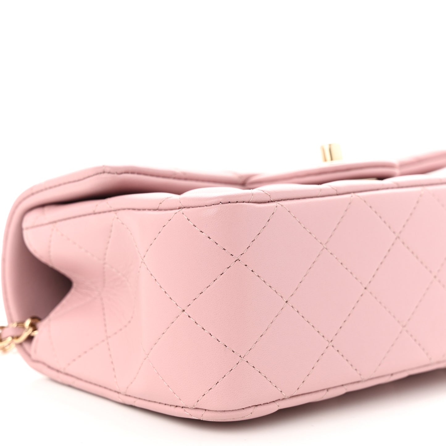 Lambskin Quilted Mini Top Handle Rectangular Flap Light Pink