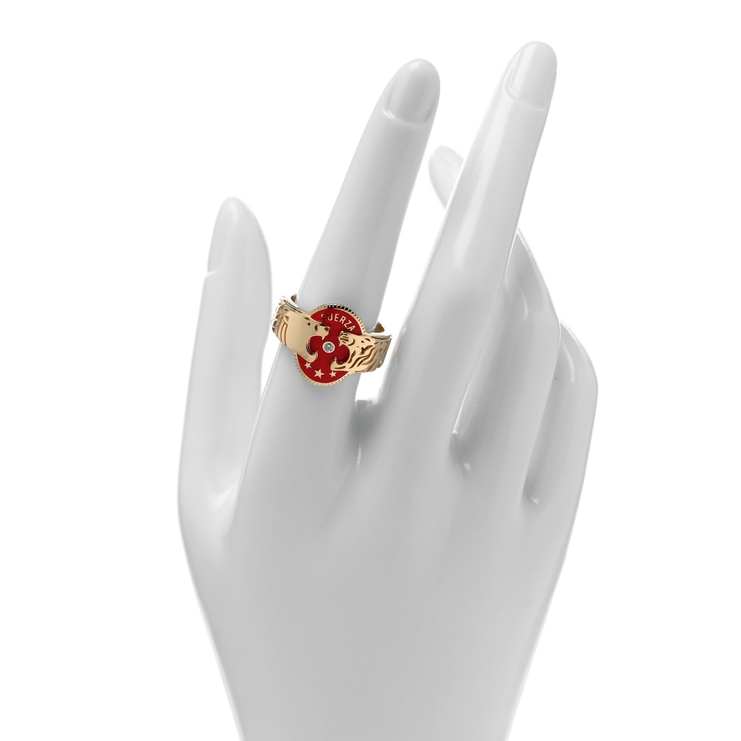 18K Yellow Gold Enamel Diamond Strength Cigar Band 57 8 Red