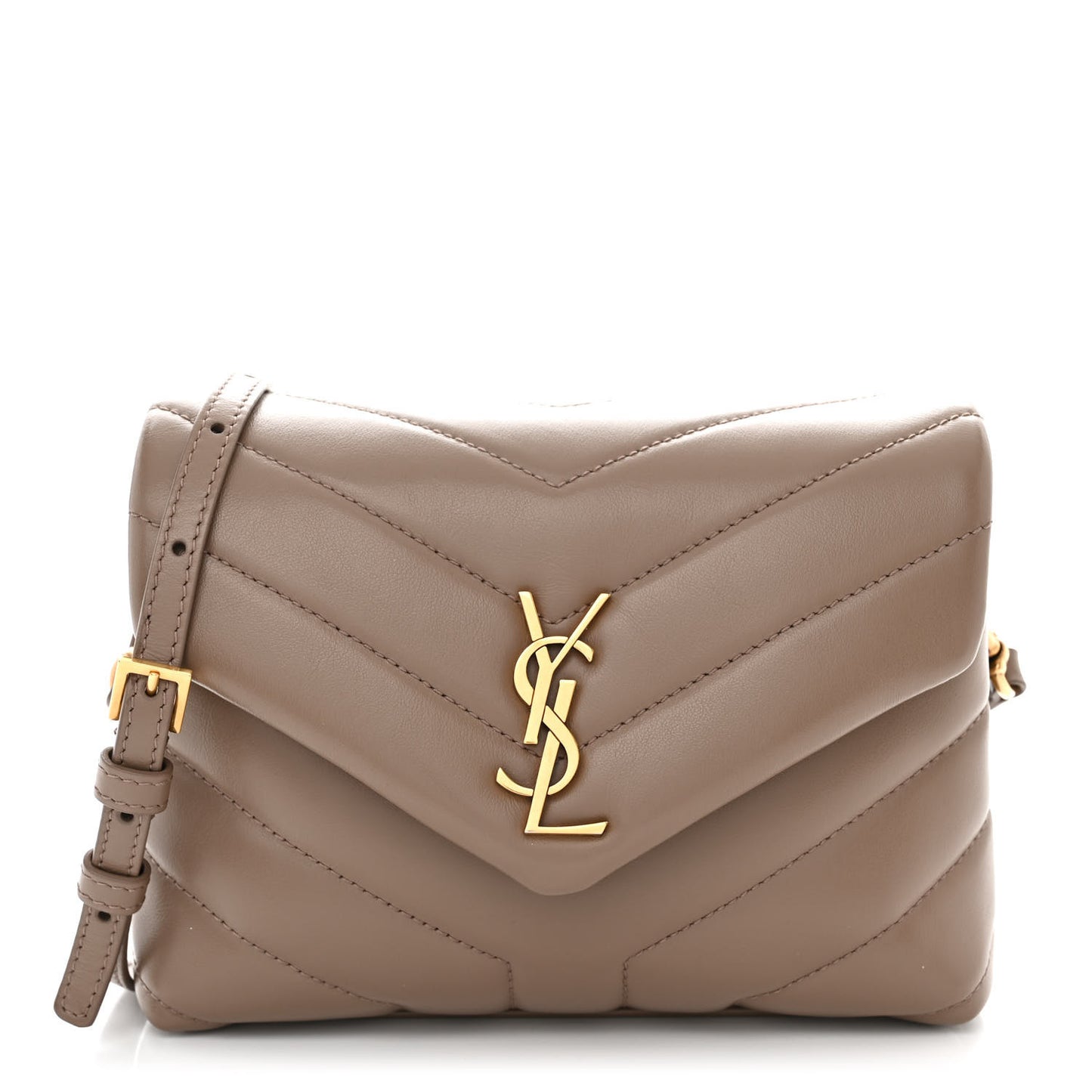 Calfskin Y Quilted Monogram Toy Loulou Crossbody Bag Taupe