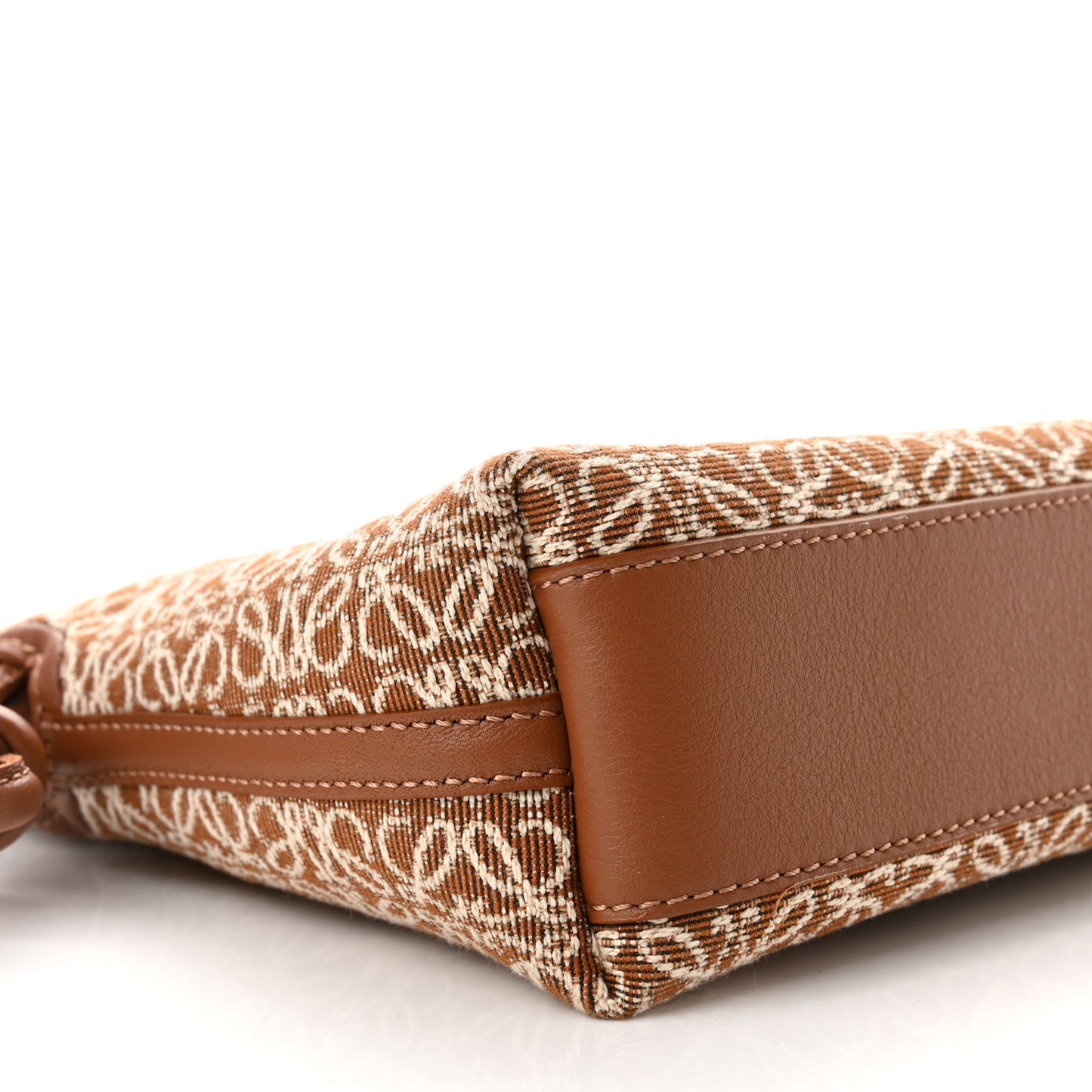 Jacquard Anagram Calfskin Mini Flamenco Knot Clutch Tan Pecan