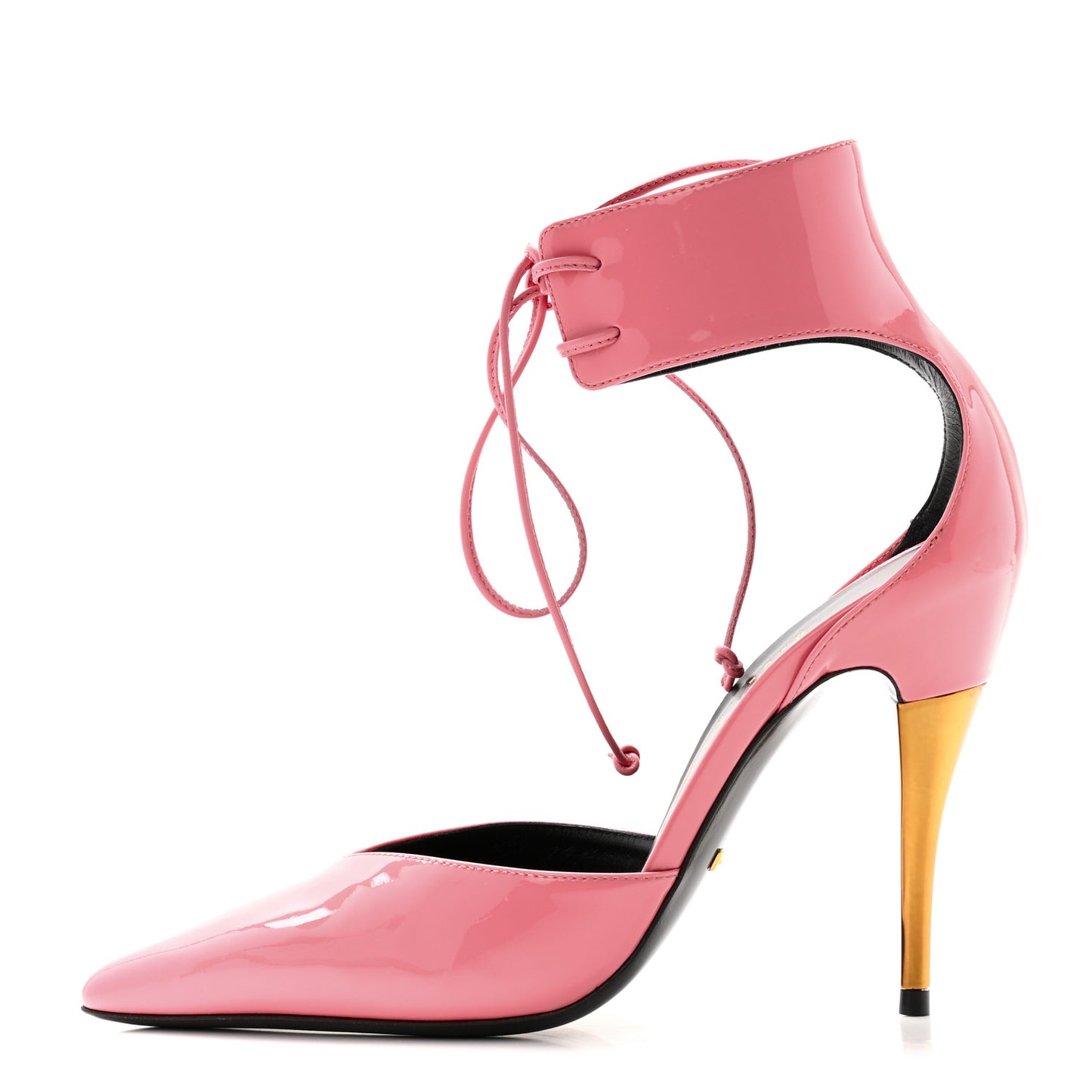 Vitello Vernice Soft Nappa Priscilla Ankle Cuff Pumps 37 Butterfly Pink