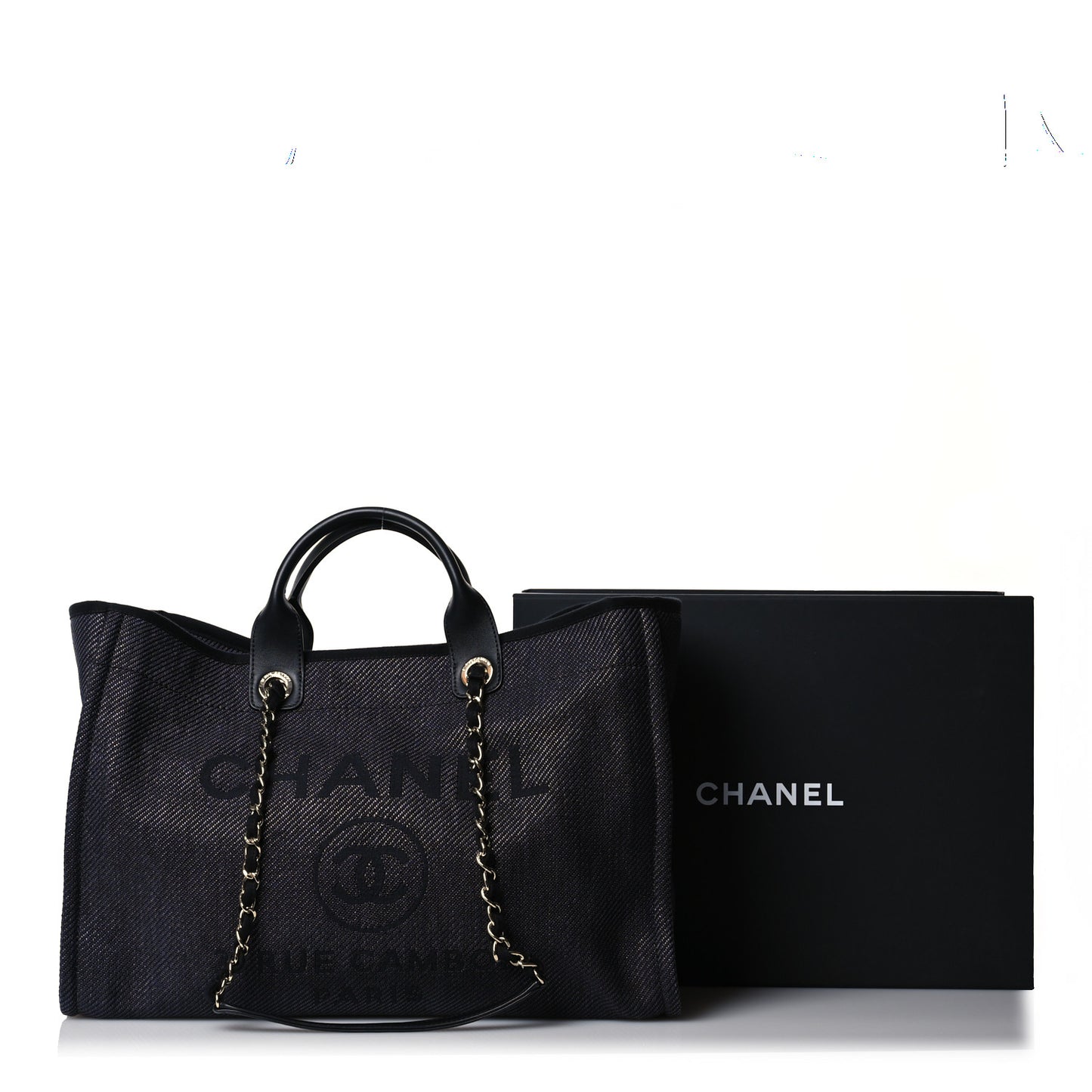 Woven Straw Raffia Large Deauville Tote Black