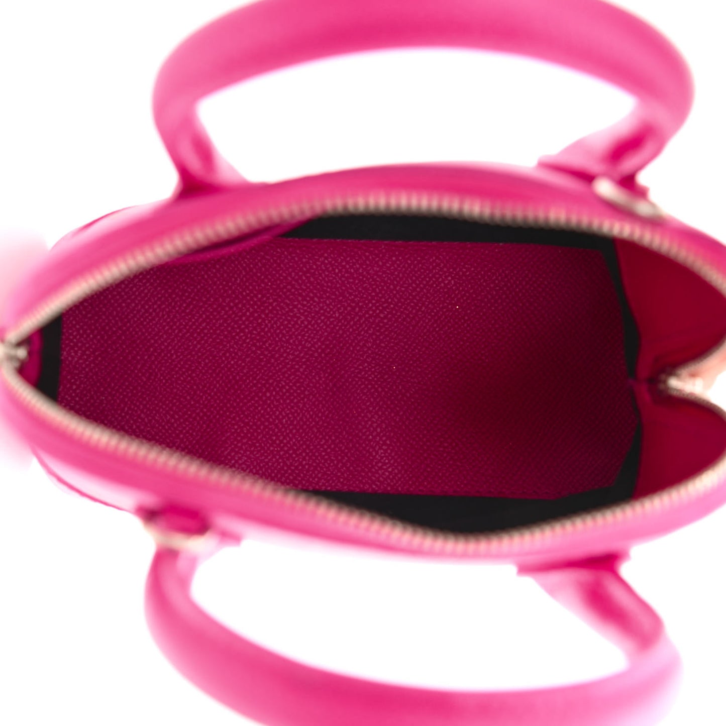 Signature Grained Calfskin Logo XXS Ville Top Handle Bag Fuchsia