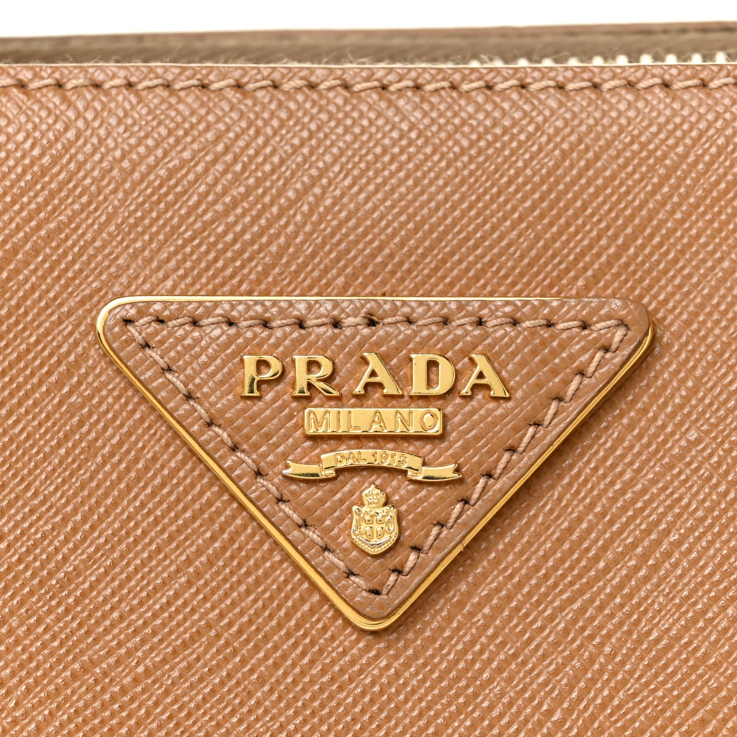 Saffiano Large Galleria Double Zip Tote Caramel