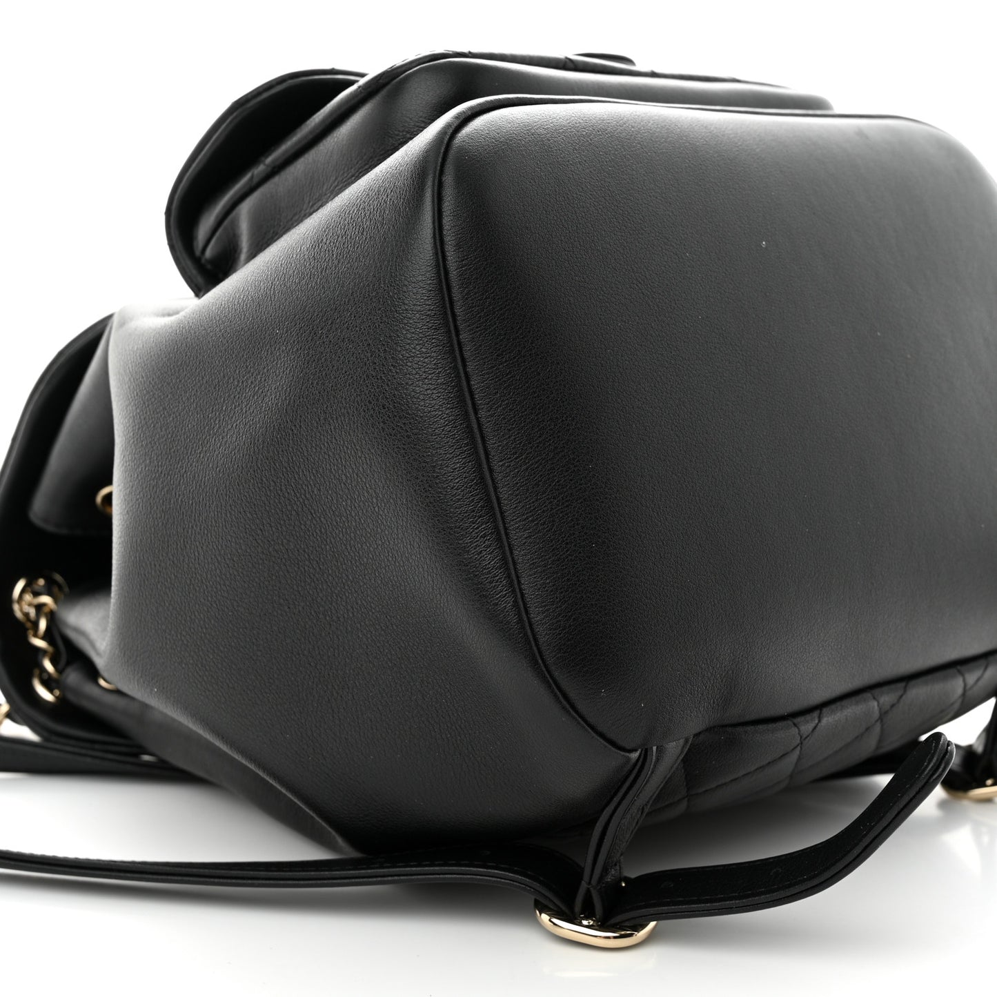 Lambskin Quilted Large Duma Drawstring Backpack Black