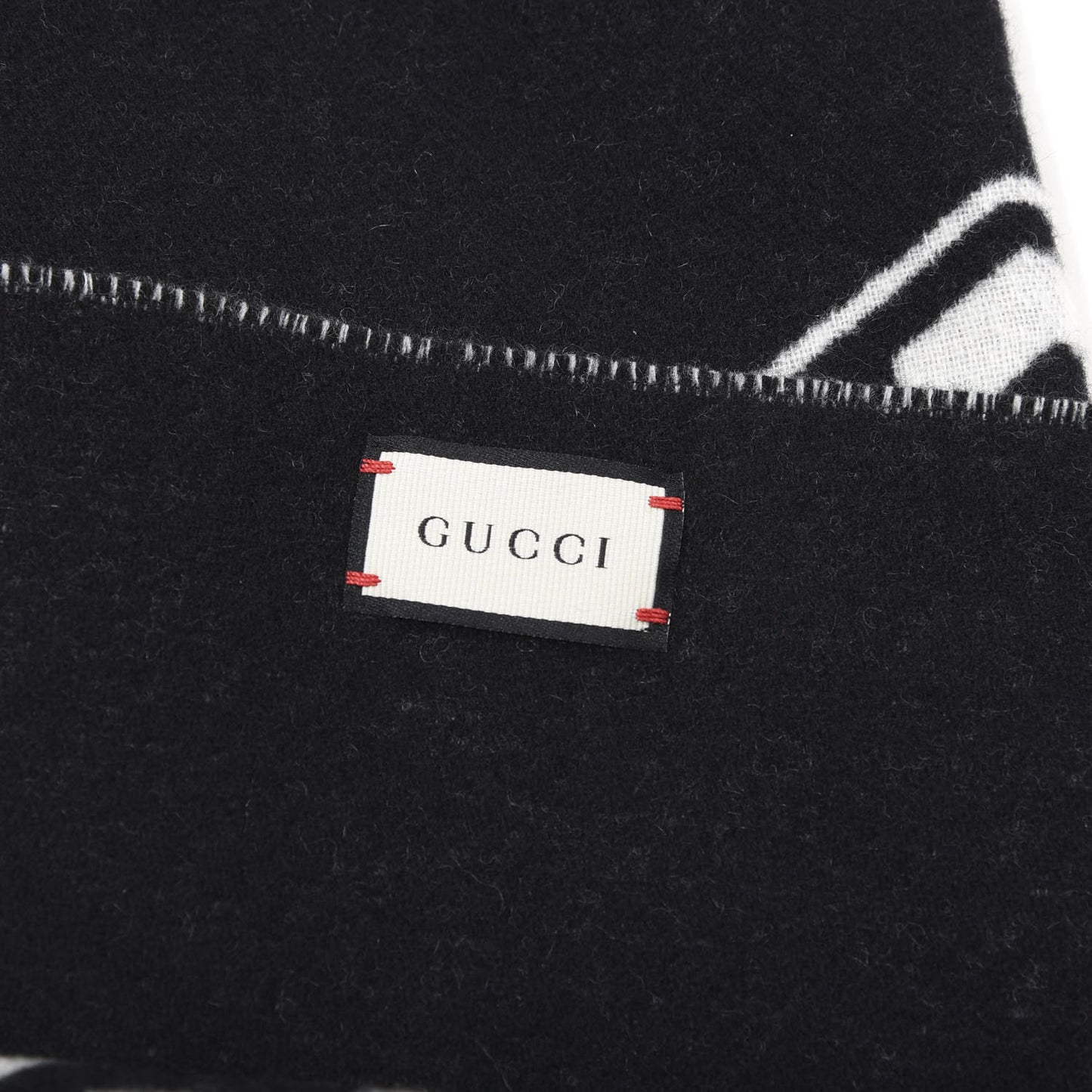 Wool Cashmere Logo Scarf Black