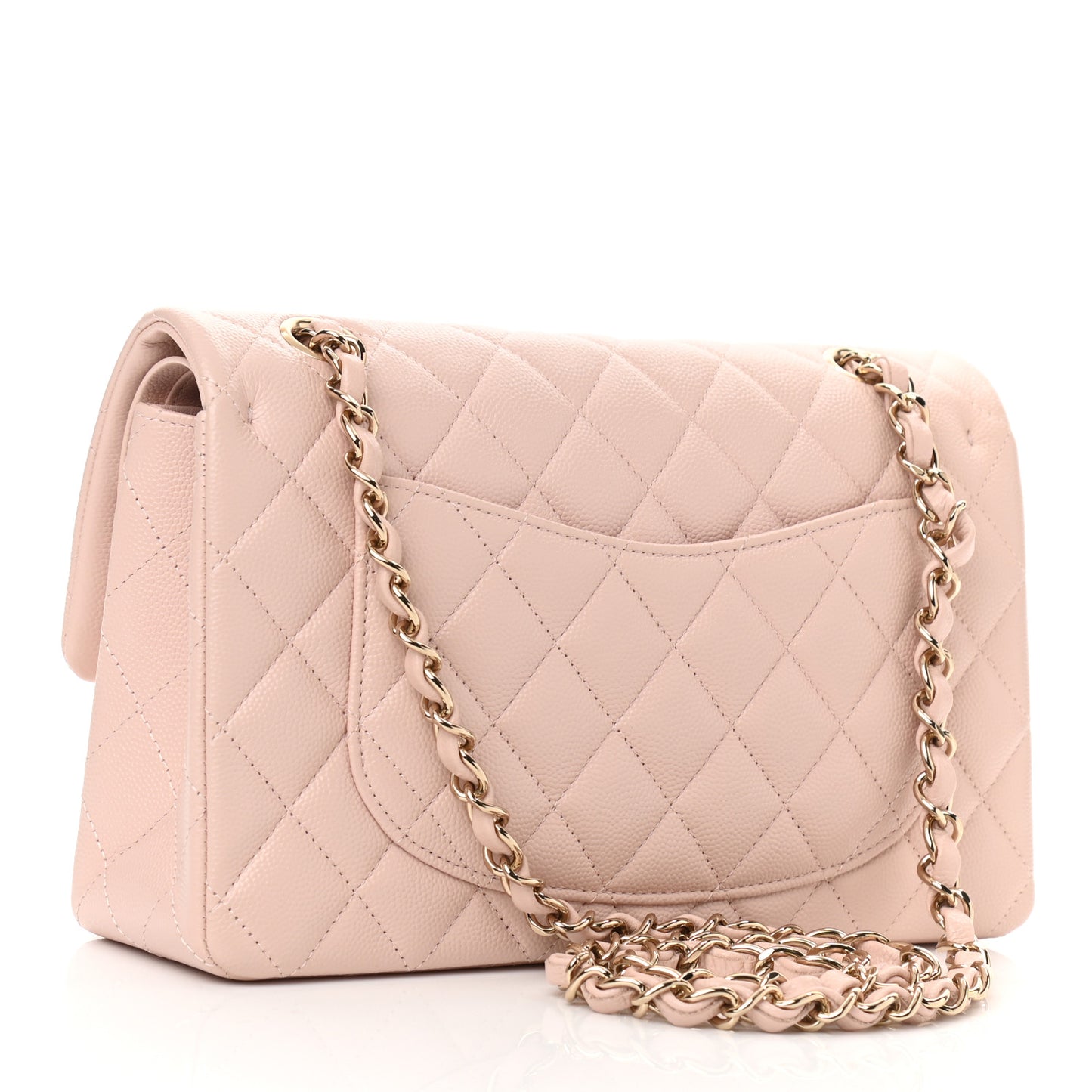 Caviar Quilted Small Double Flap Light Pink