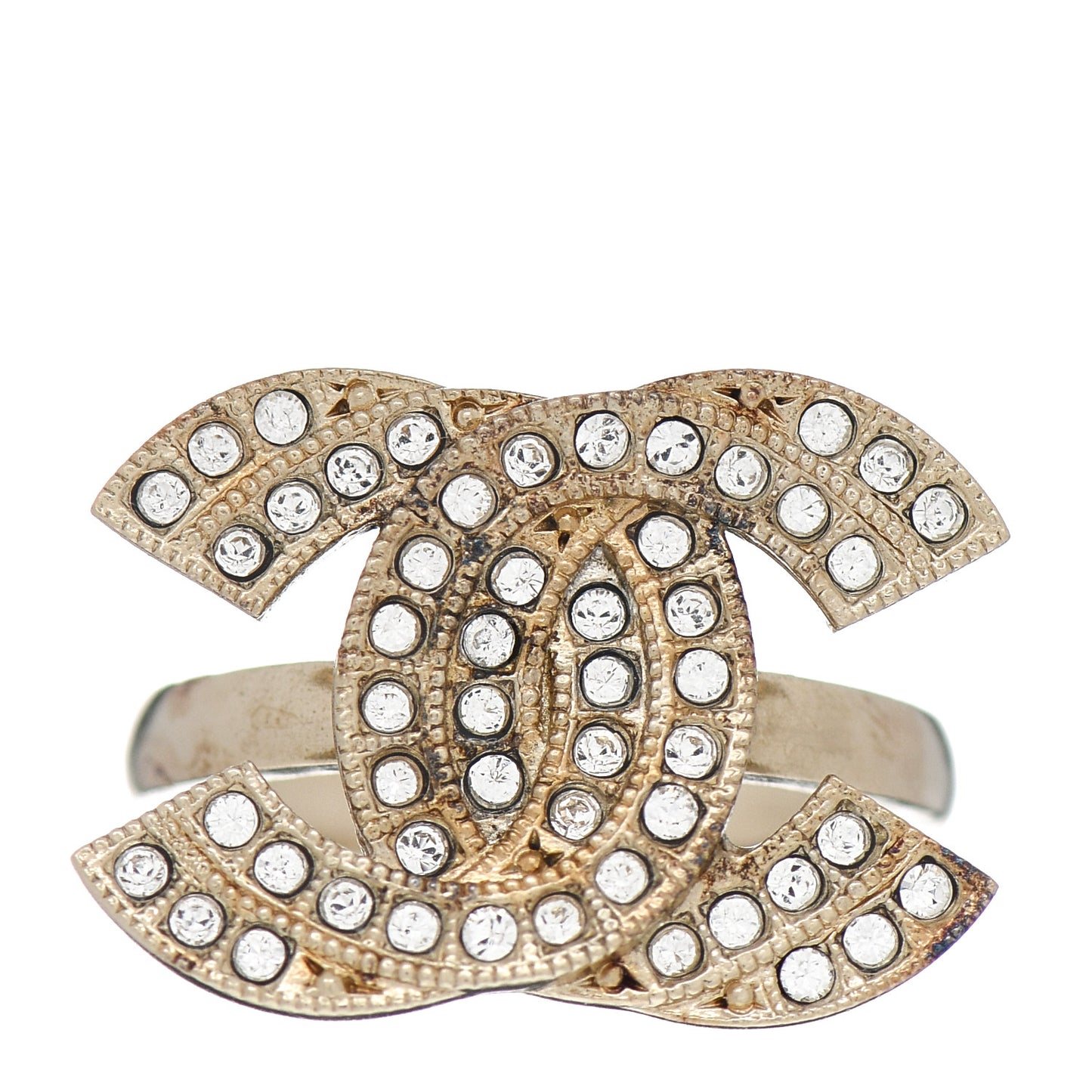 Crystal Double CC Ring 7 Light Gold