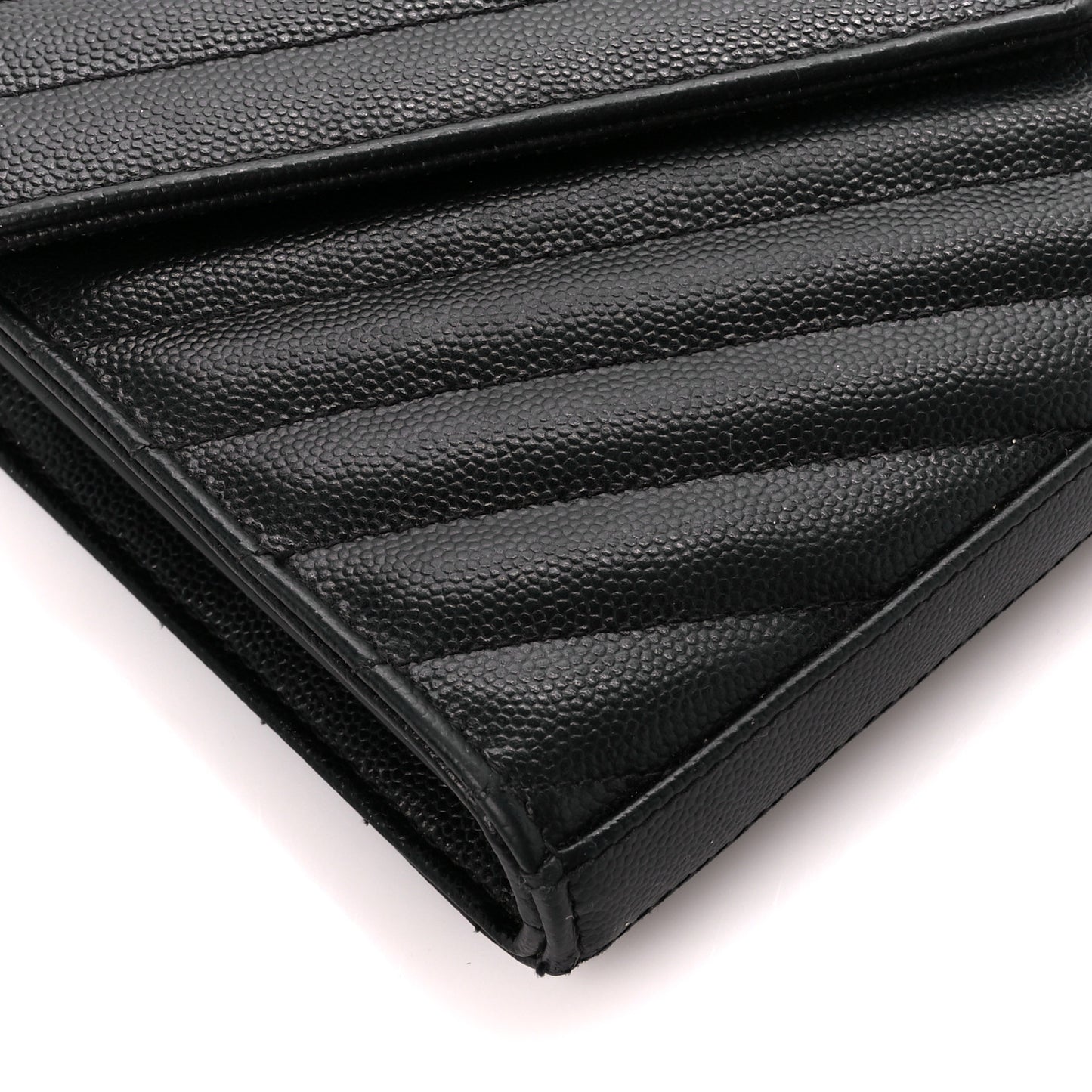 Grain De Poudre Matelasse Chevron Monogram Chain Wallet Black