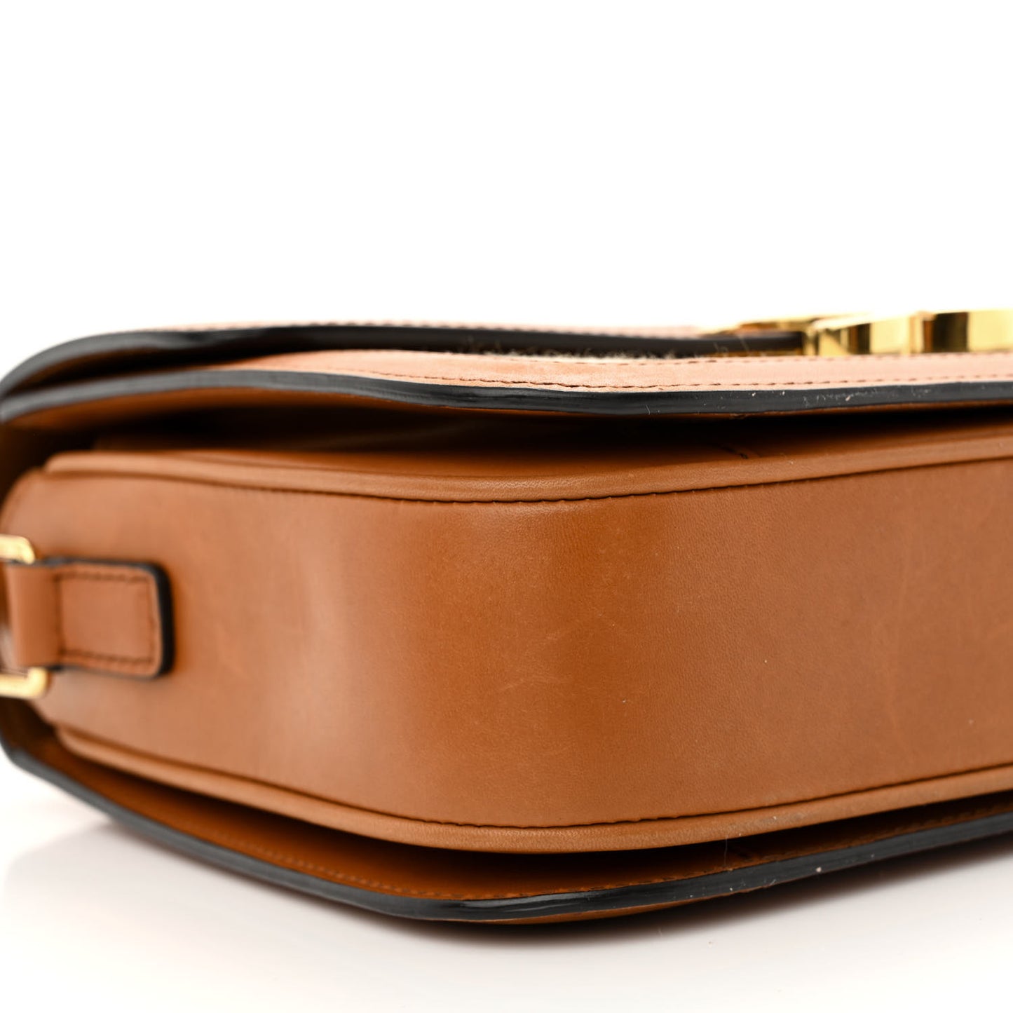 Textile Natural Calfskin Medium Triomphe Bag White Tan
