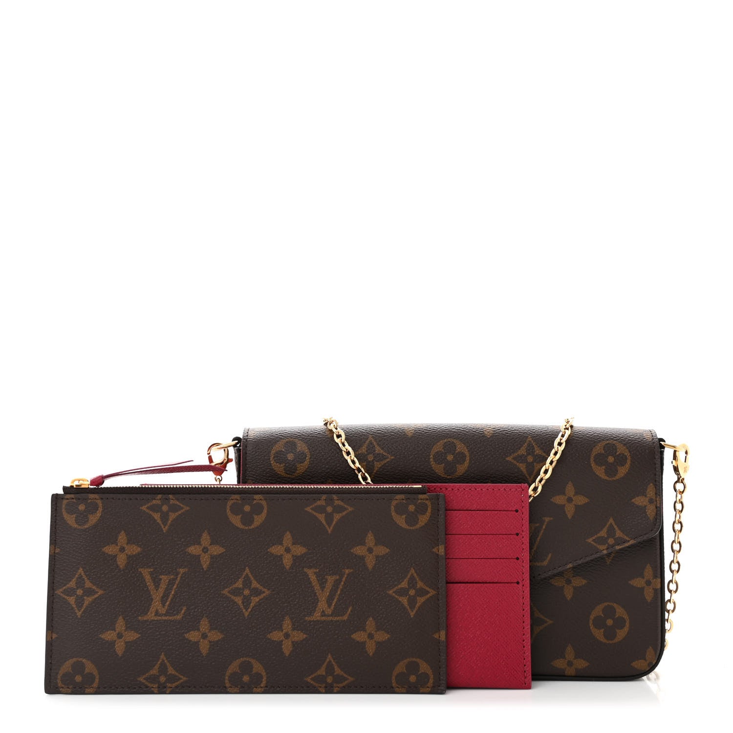 Louis Vuitton Monogram Pochette Felicie Chain Wallet Fuchsia 3 of 11