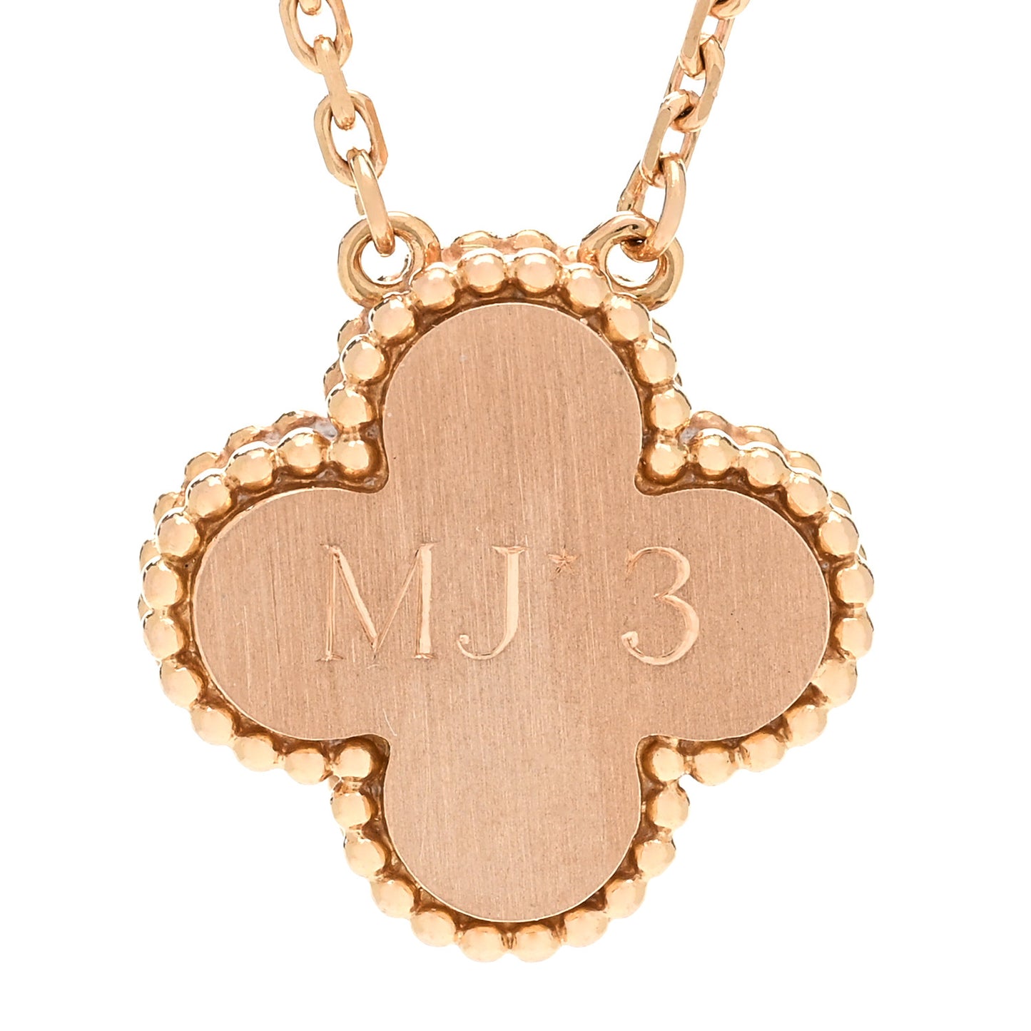 18K Rose Gold Diamond Bulls Eye Vintage Alhambra Pendant Necklace