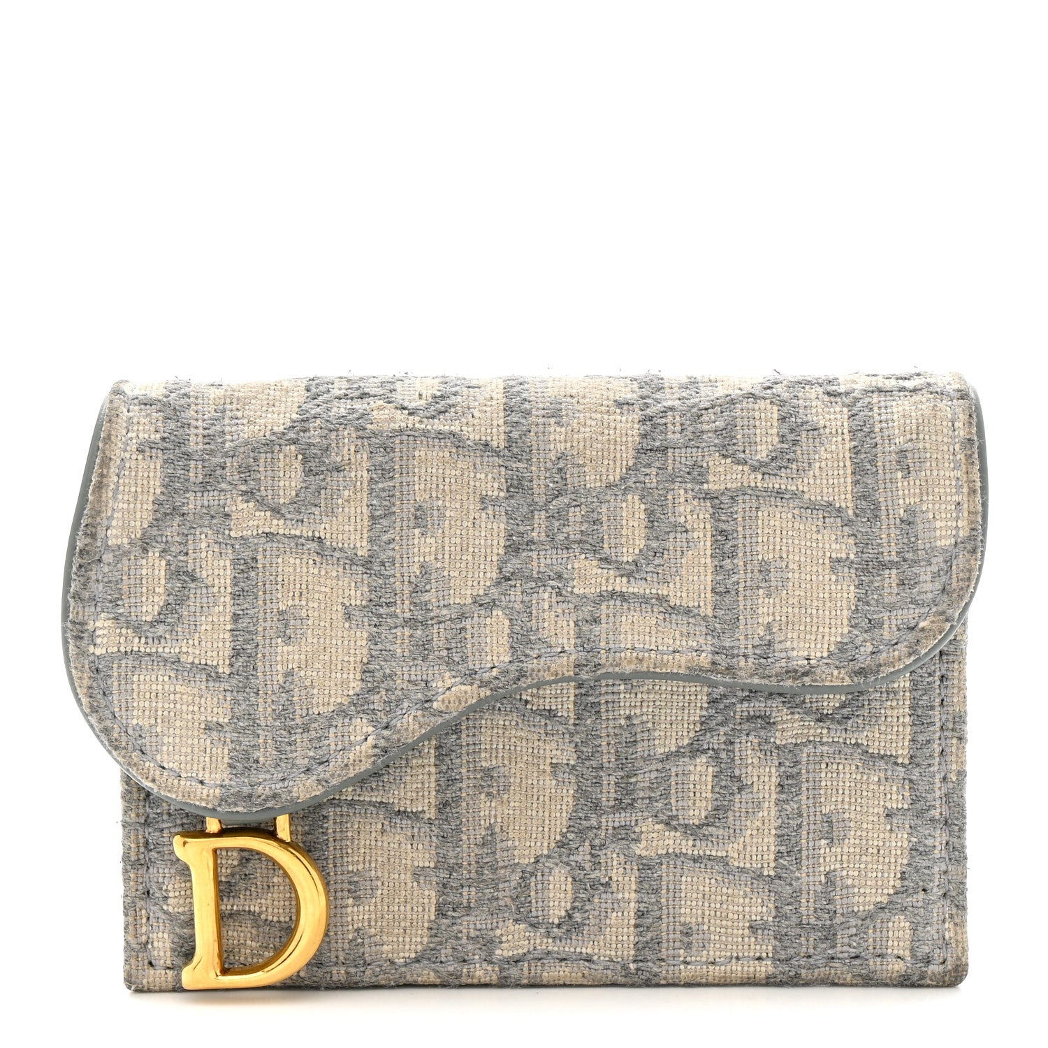 Christian Dior Oblique Saddle Bloom Card Holder Gray 1807339
