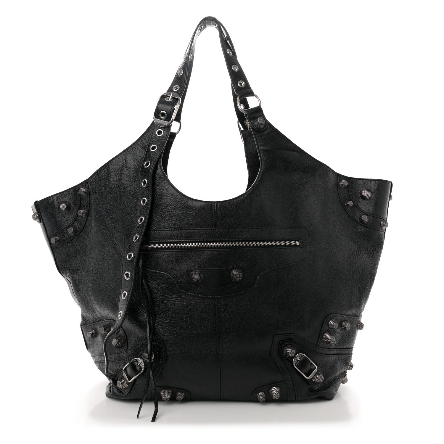 Balenciaga Agneau Arena Large Le Cagole Carry All Bag Black 