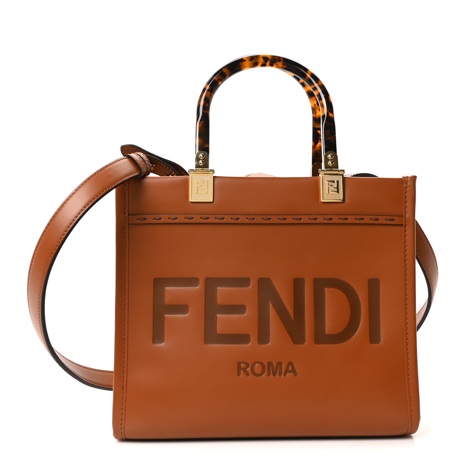 Fendi Vitello King Plexiglass Logo Embossed Small Fendi Sunshine