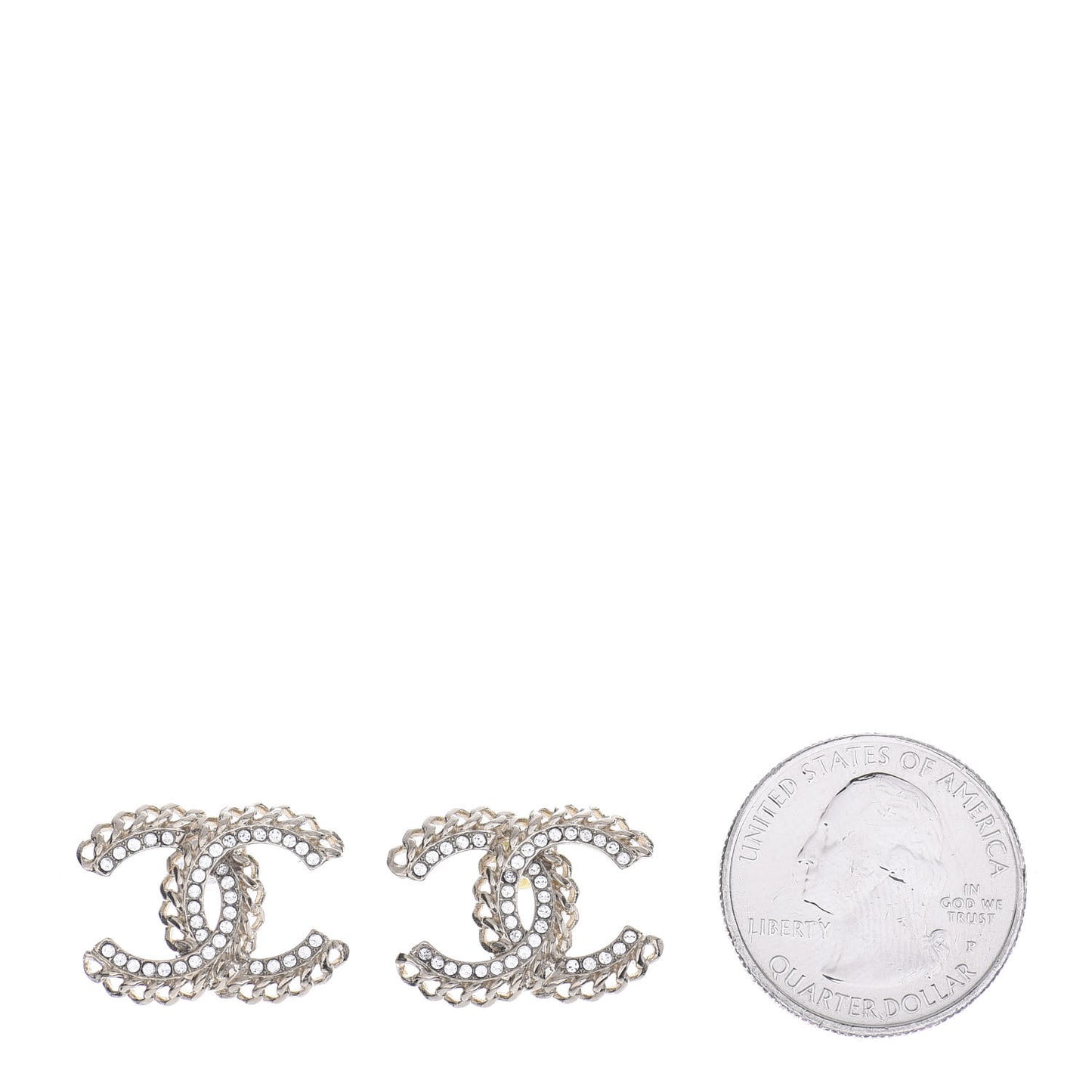 Crystal Chain CC Earrings Gold