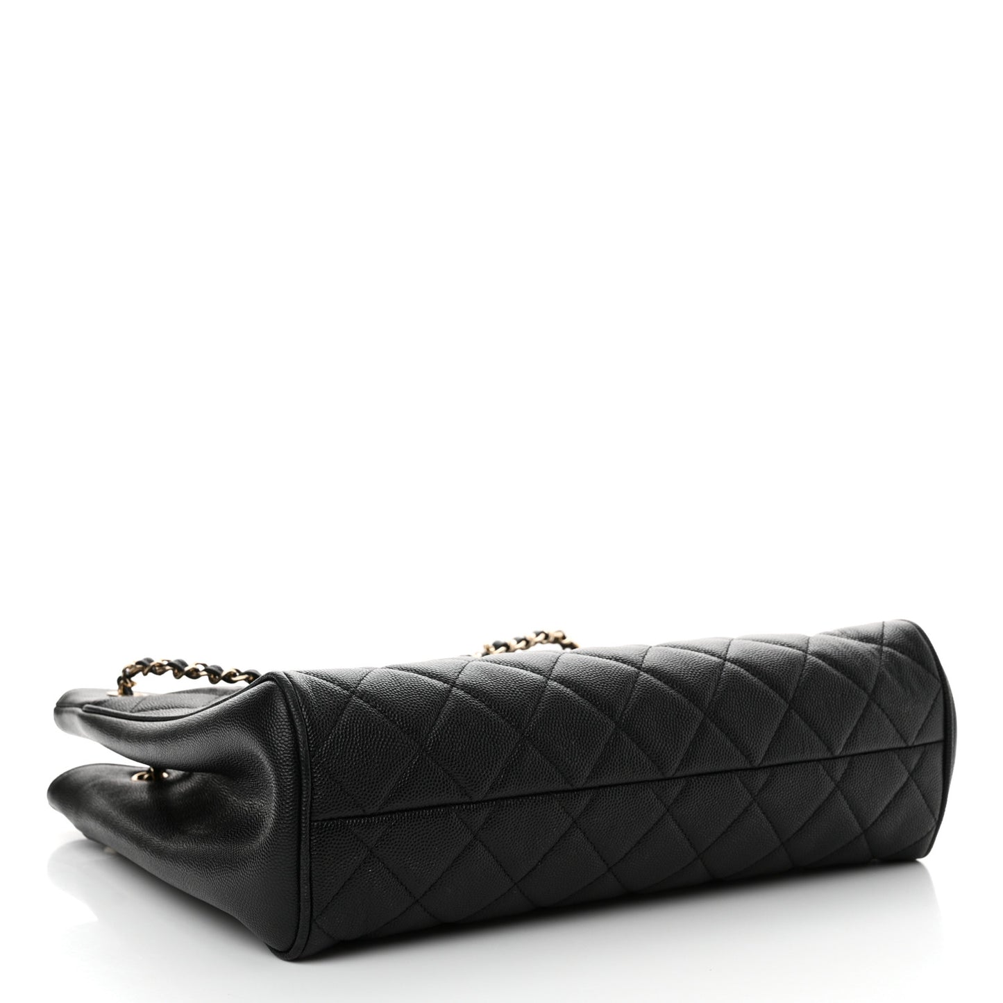 Caviar Quilted In Out Flap Shopping Tote Black
