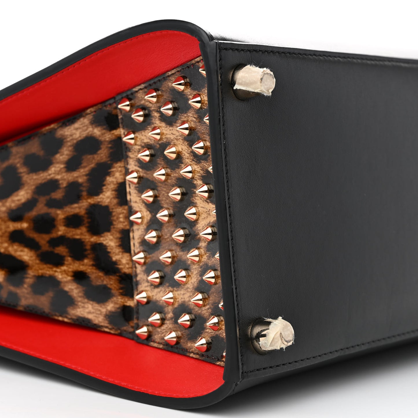 Calfskin Patent Leopard Spiked Large Paloma Black